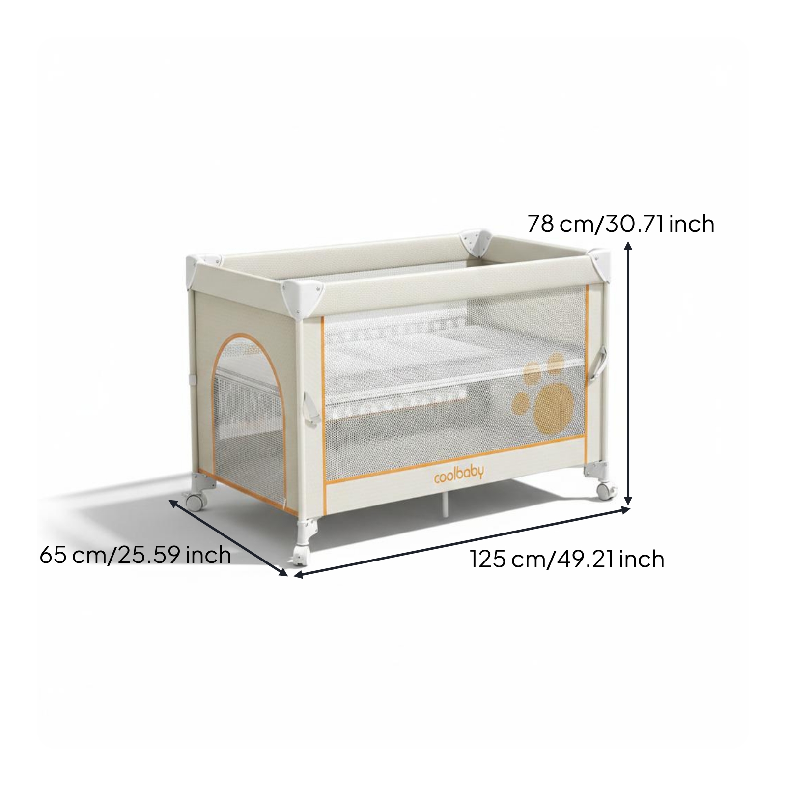 Adjustable Height Bedside Crib Lock Wheels Portable Baby Crib Foldable for Newborns, Infants