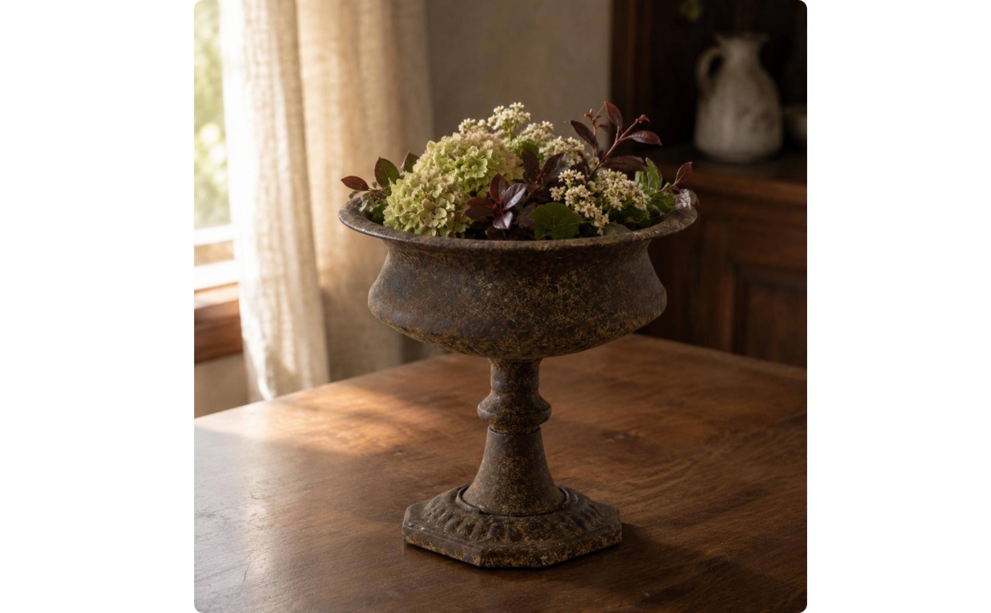 Vintage Metal Flower Vase Flared Brim Vintage Iron Vase Antique for Dining Table