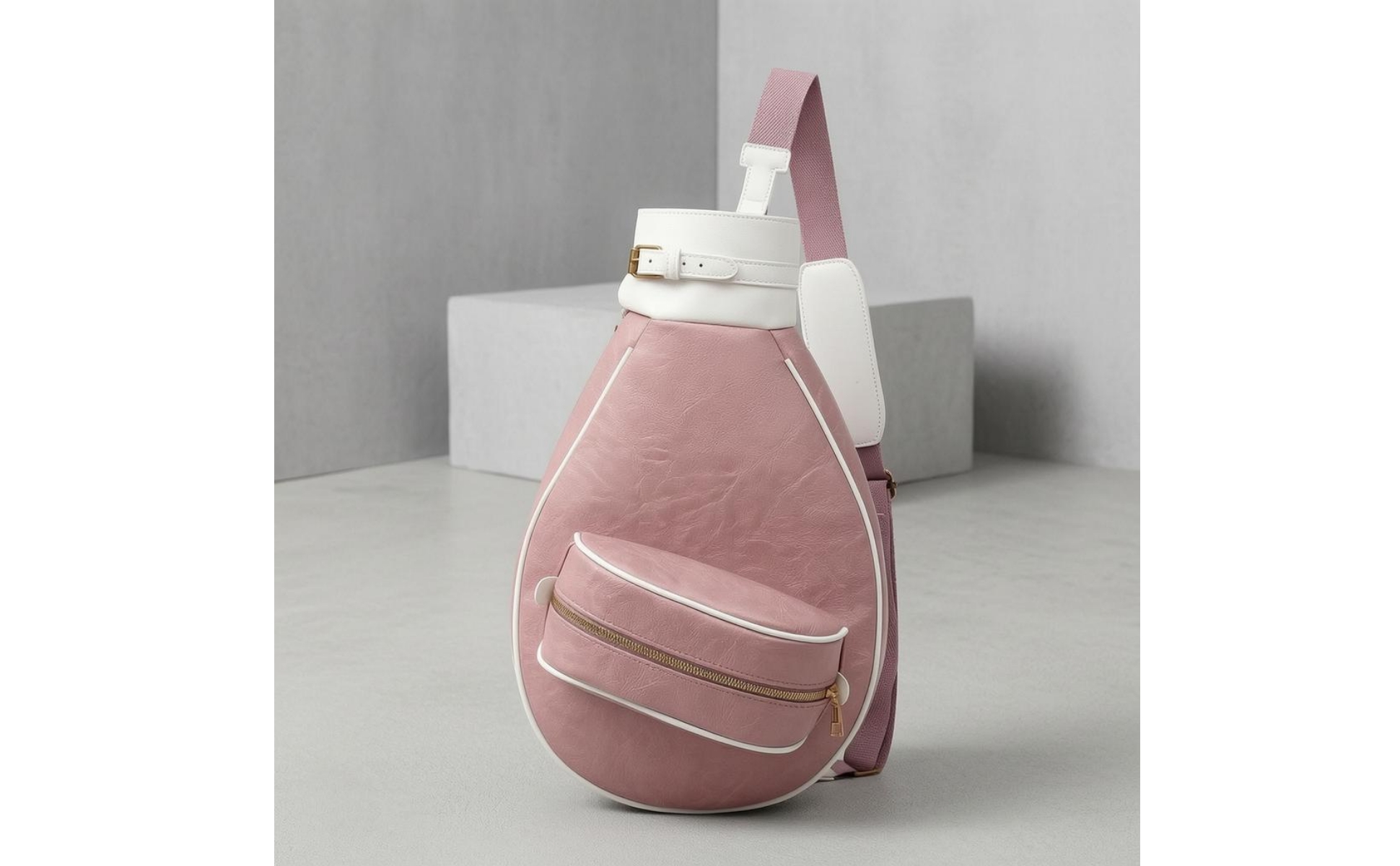 Tennis Racquet Bag Front Pocket Teardrop Athletic Bag Contrast Piping