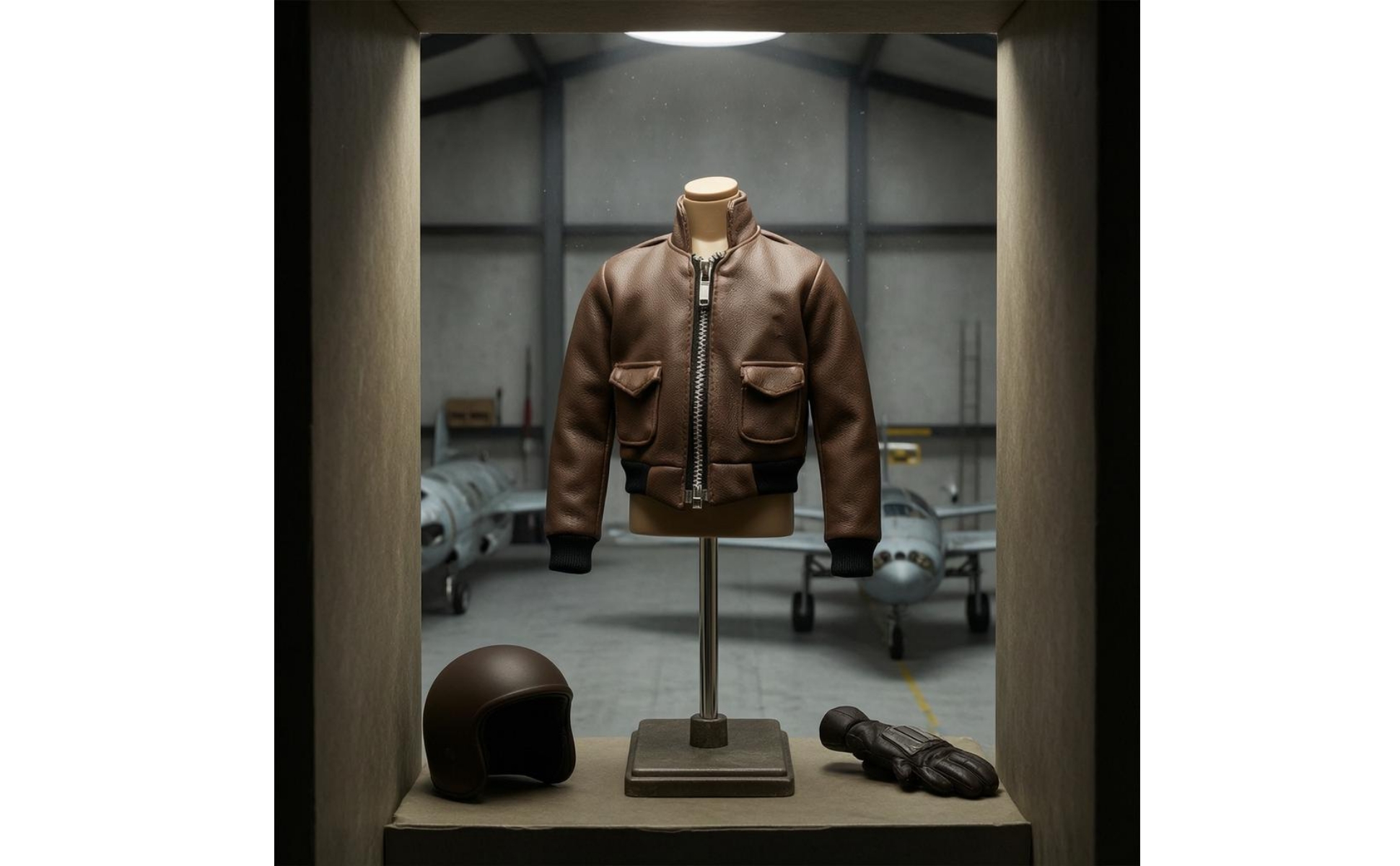 1/6 Scale Pilot Jacket Stand Collar 1/6 Scale Jacket Ribbed Cuffs