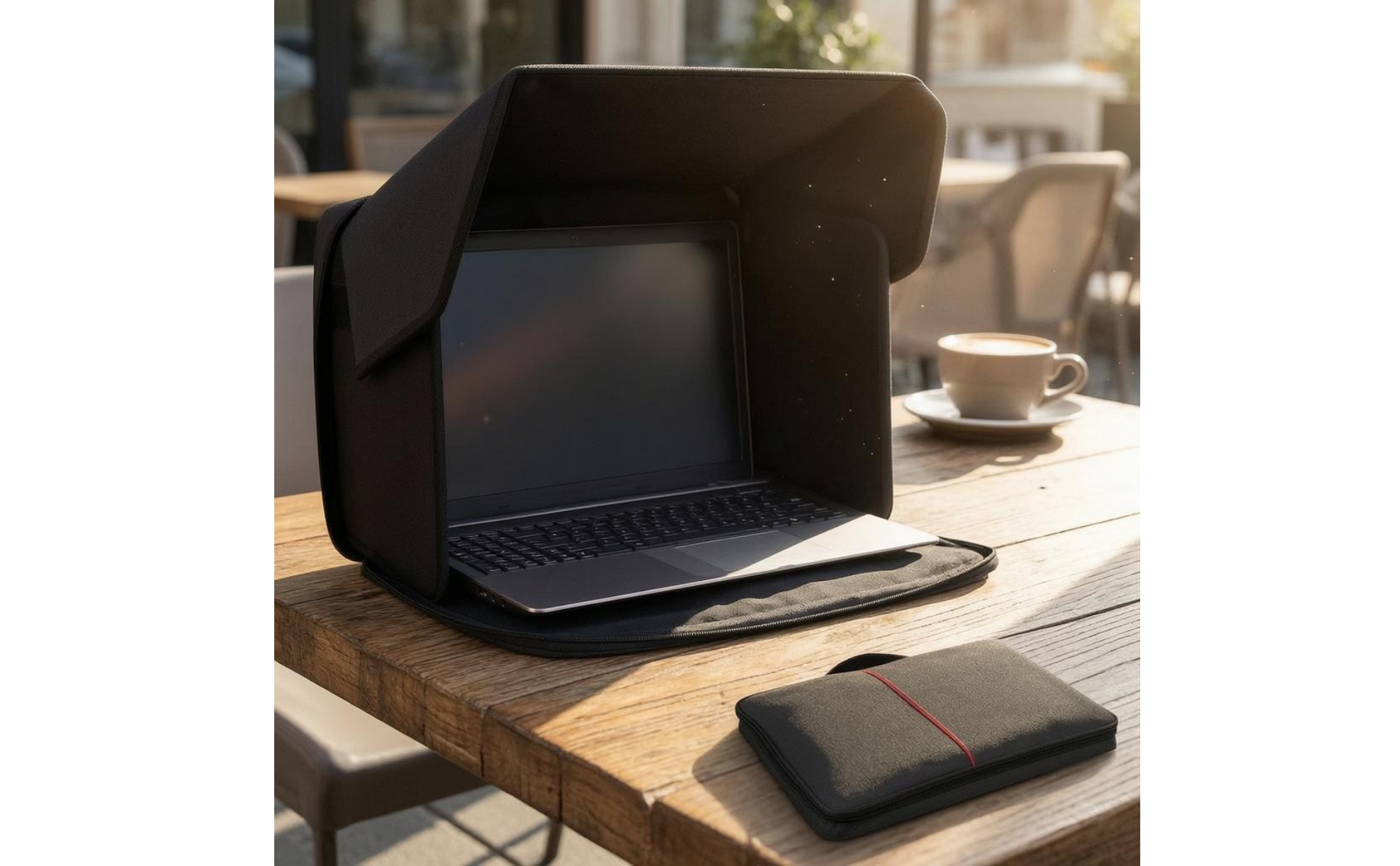 Laptop Privacy Shade Textured Textile Foldable Laptop Hood Stitched Seams