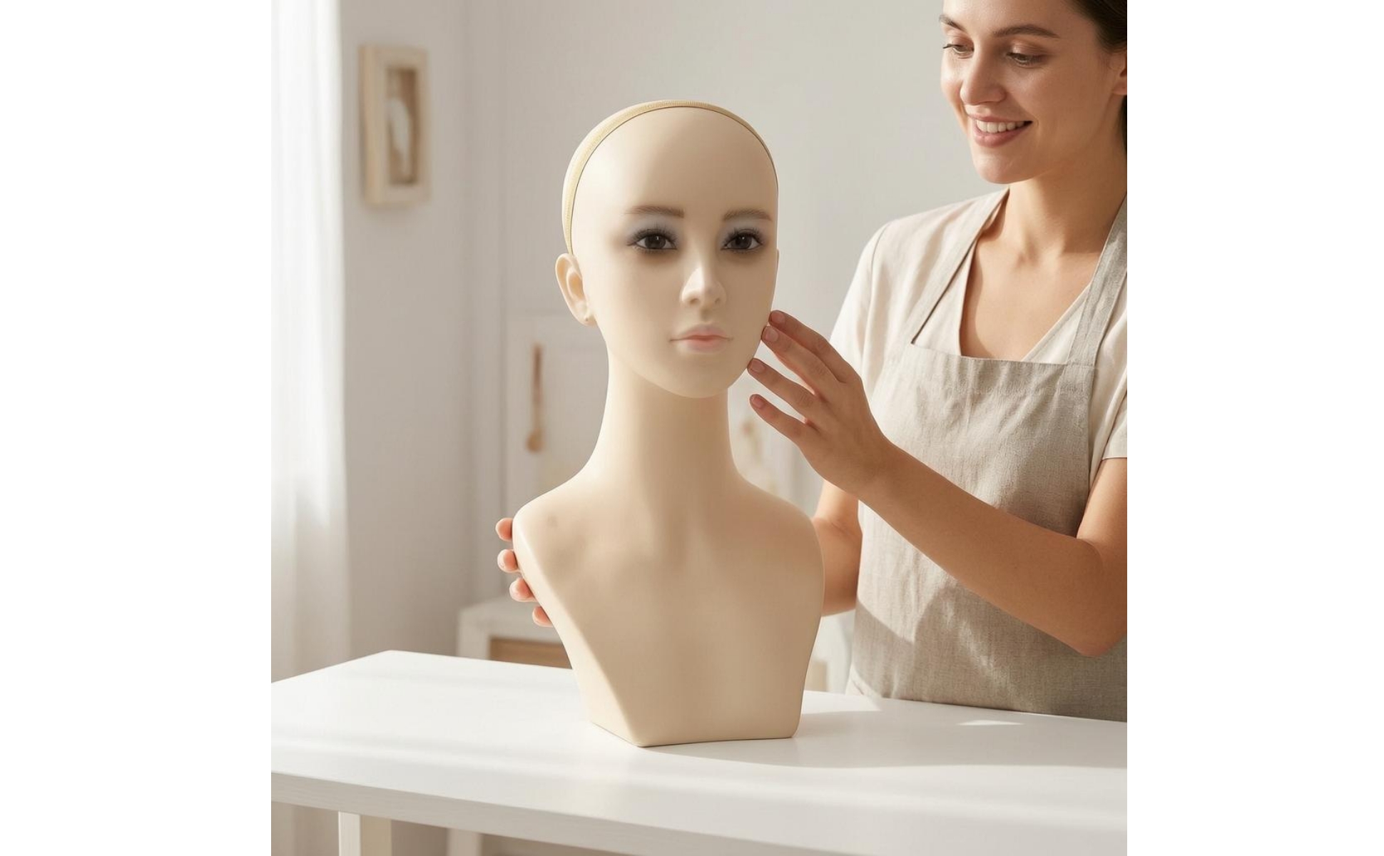 Female Mannequin Bust PVC Shell Hairpiece Display Head Foam Filled