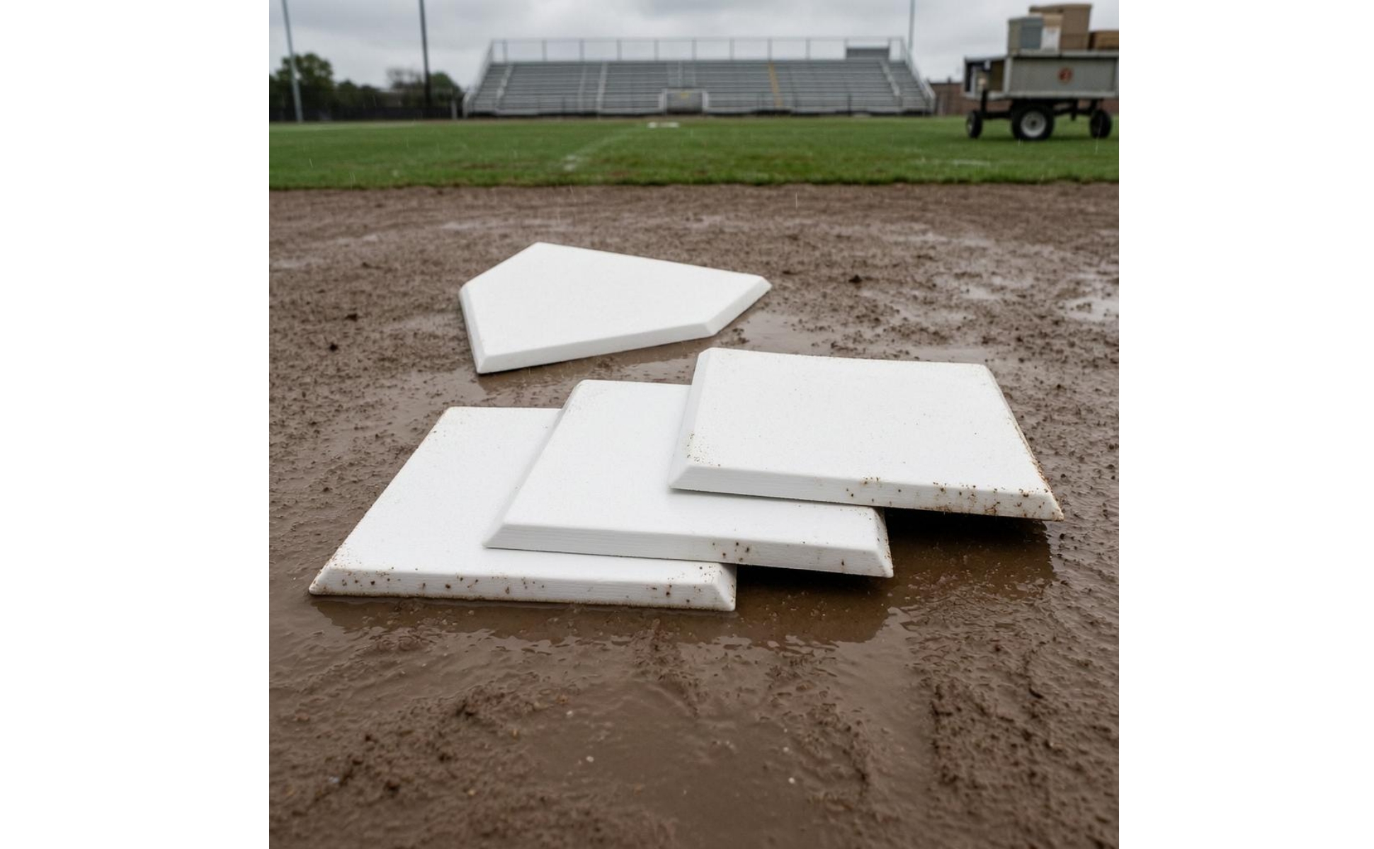4 Pieces Baseball-Basisset abgeschrägte Kanten quadratische Basen weiß