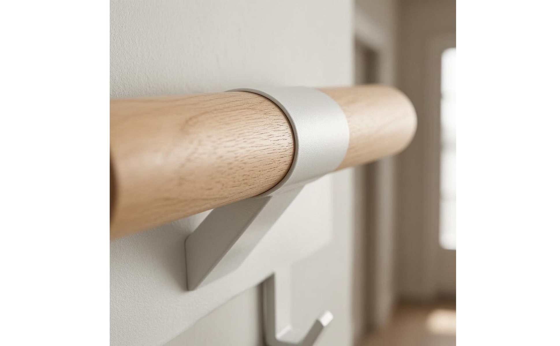 Wall-Mounted Coat Rack Shelf Minimalist Wood Top Bar Rack Smooth Finish