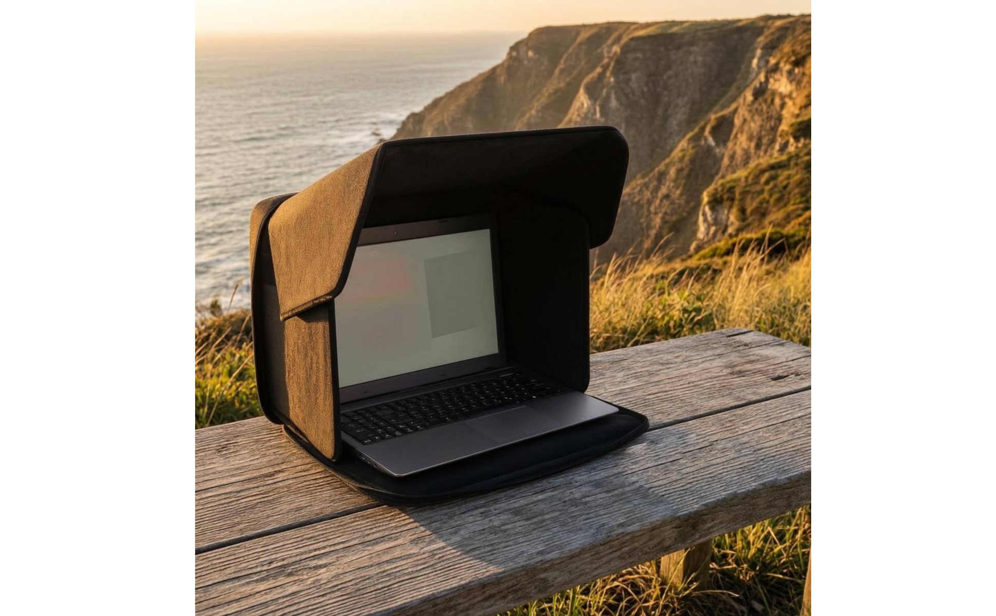Laptop Privacy Shade Textured Textile Foldable Laptop Hood Stitched Seams