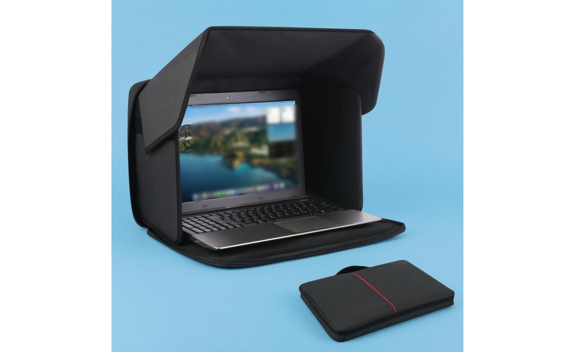 Laptop Privacy Shade Textured Textile Foldable Laptop Hood Stitched Seams