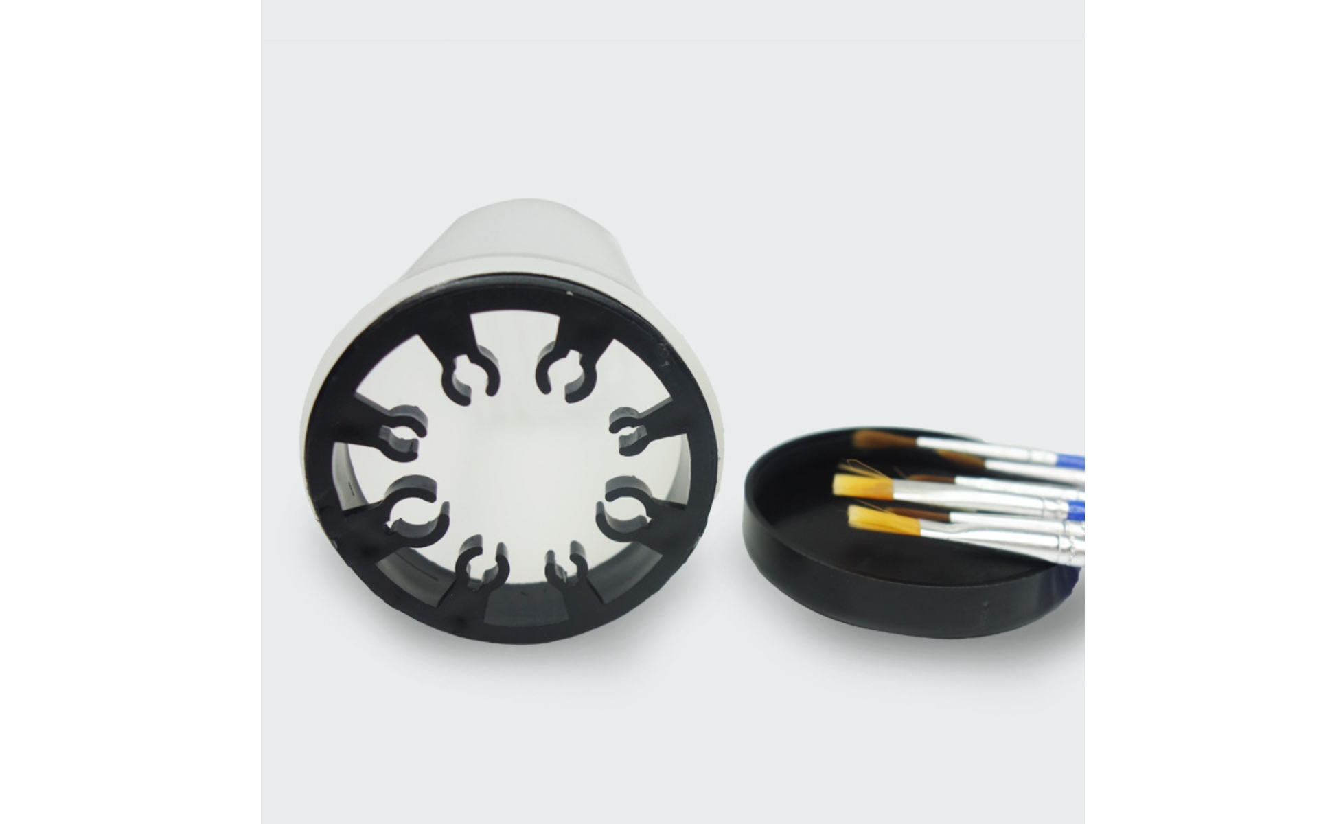 Brush Washing Cup Black Lid Paint Brush Washer Translucent