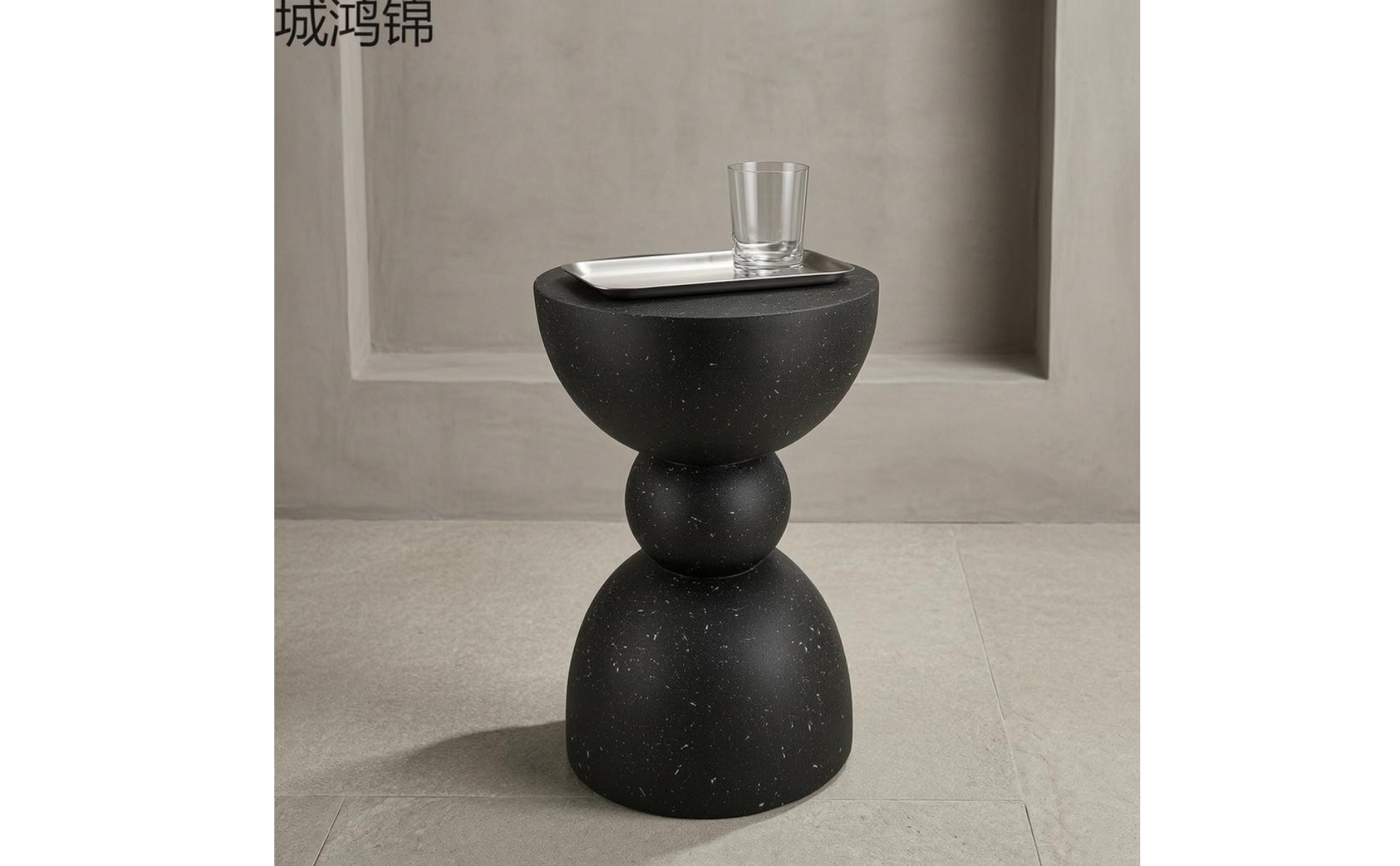 Pedestal Side Table Sculptural Base Small Side Table Compact for Beside Sofa