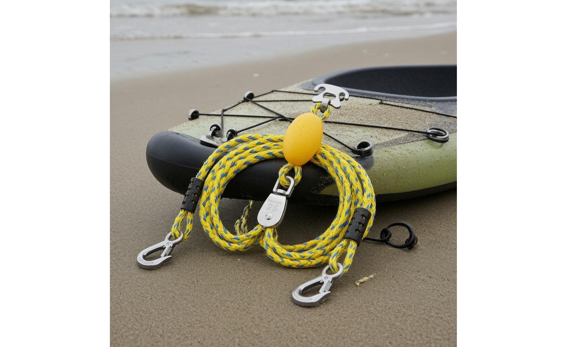 Double-Hook Tow Rope Braided PE Watercraft Tow Rope Stainless Steel Fittings