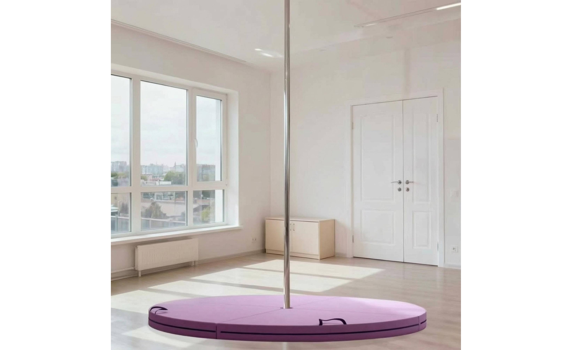 Round Pole Safety Mat Multi-Panel Foldable Pole Mat Central Opening