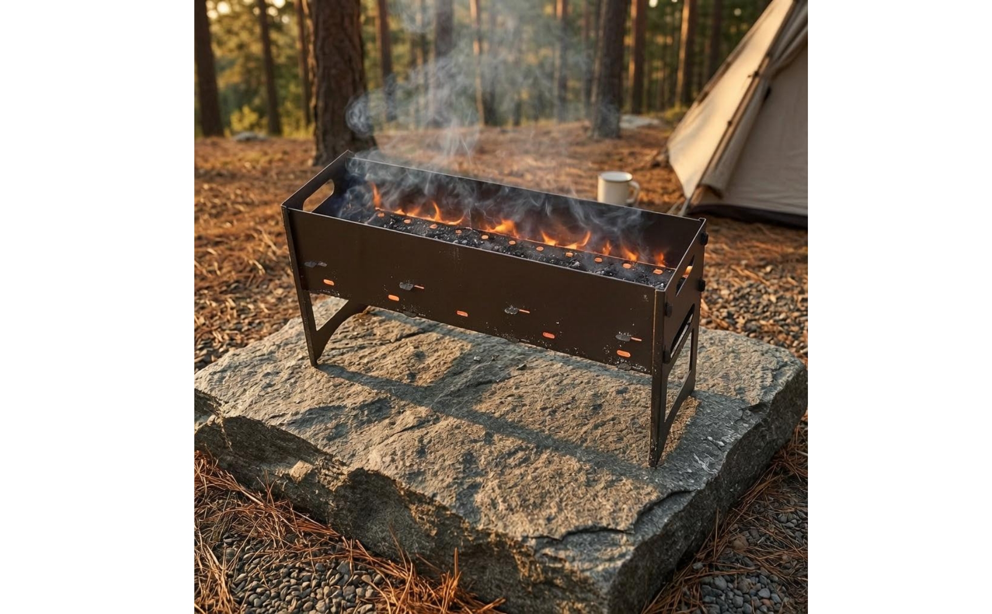 Portable Briquette Cooker Folding Flat-Packed Cooker Easy Assembly