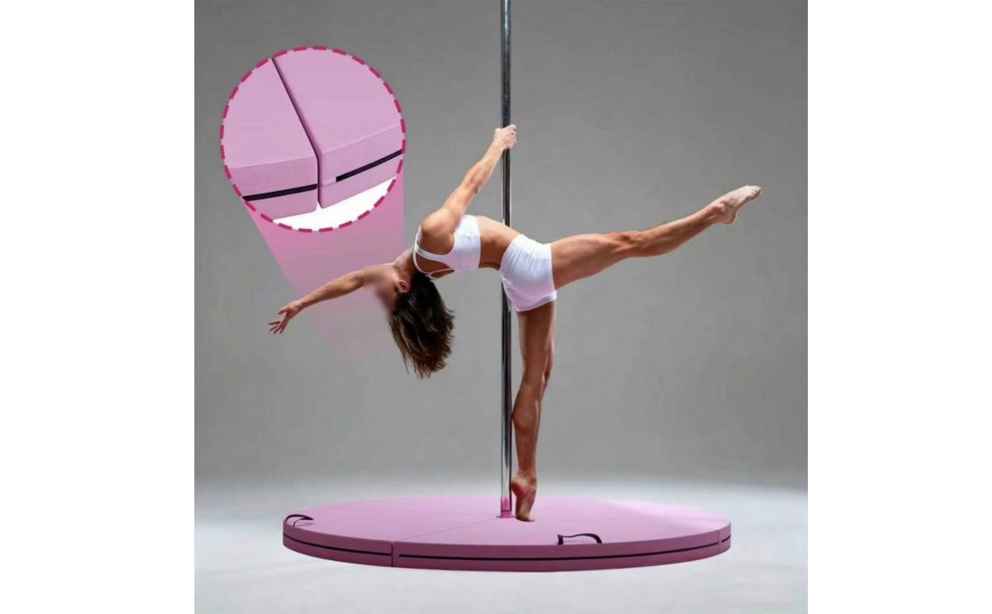 Round Pole Safety Mat Multi-Panel Foldable Pole Mat Central Opening
