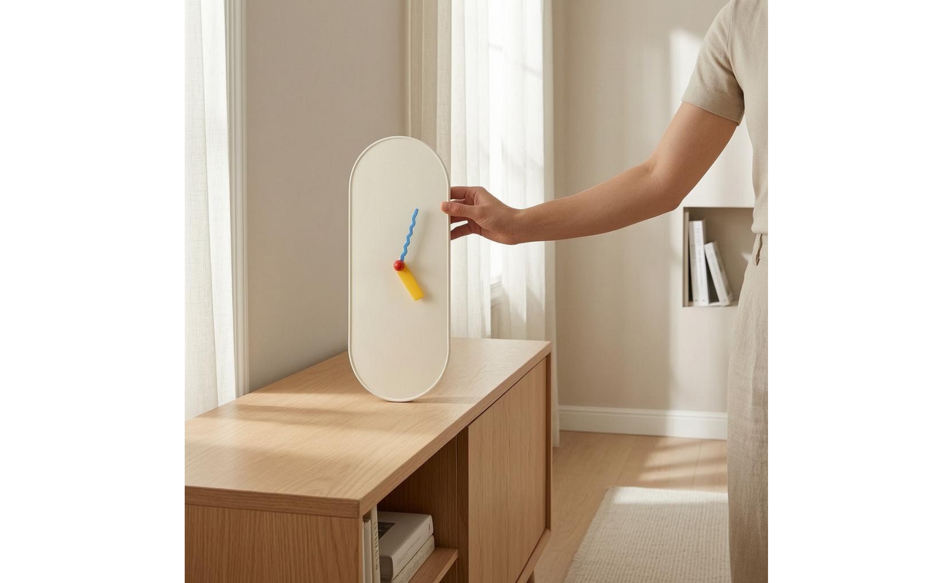 Minimalist Wall Colorful Hands Clock Colorful Hands Slim Wall Colorful Hands