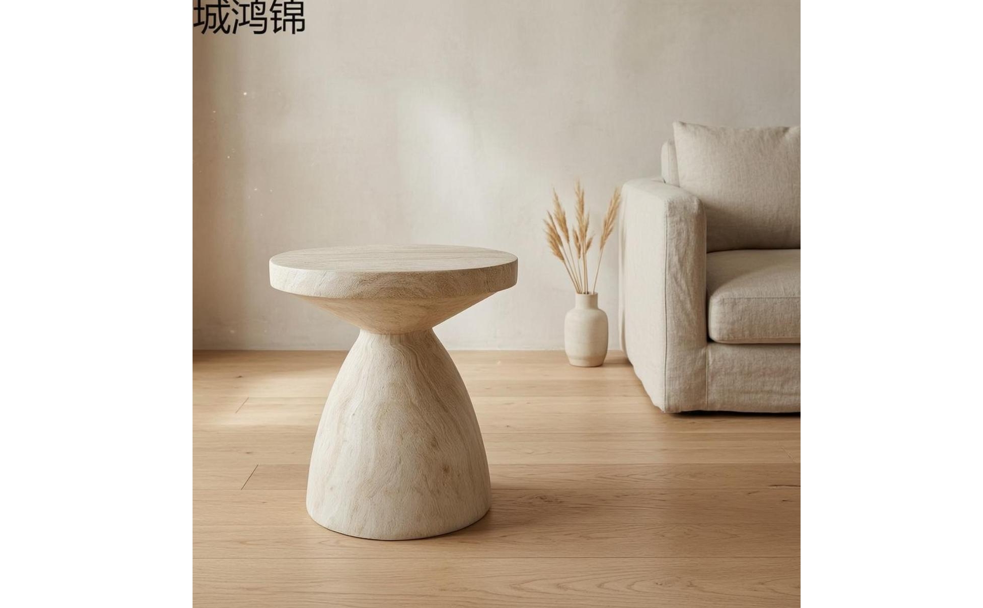 Pedestal Side Table Sculptural Base Small Side Table Compact for Beside Sofa