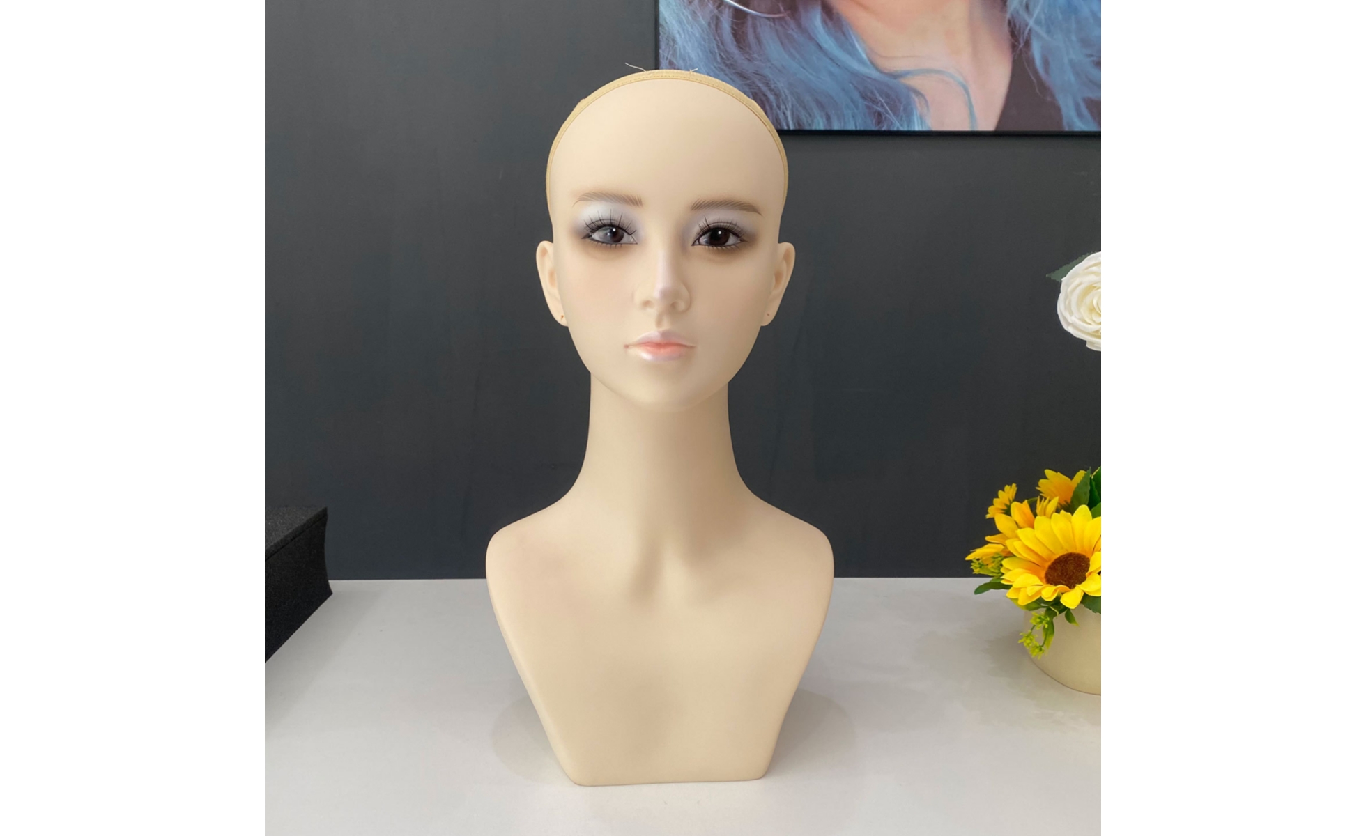 Female Mannequin Bust PVC Shell Hairpiece Display Head Foam Filled