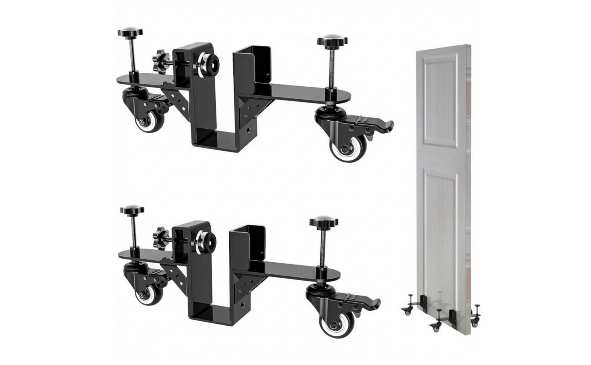 2 Pieces Door Moving Dolly U-Shaped Cradle Door Panel Dolly Adjustable Clamp