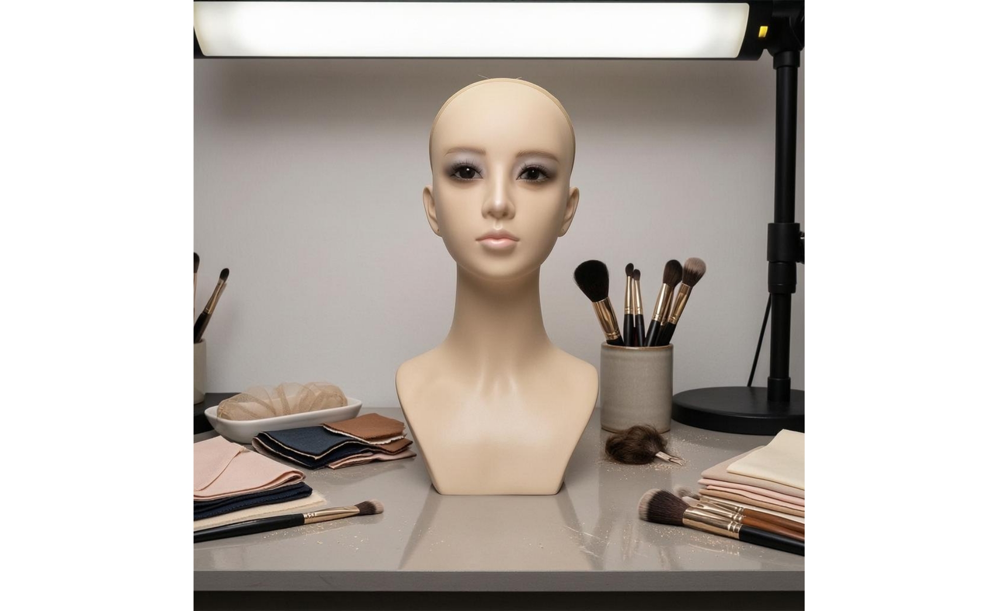 Female Mannequin Bust PVC Shell Hairpiece Display Head Foam Filled