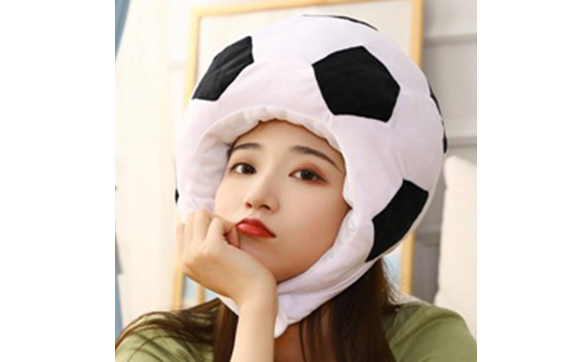 Fuzzy Fútbol Hat Cute Fútbol Head Hat Funny Shape for Photo, Sports Event