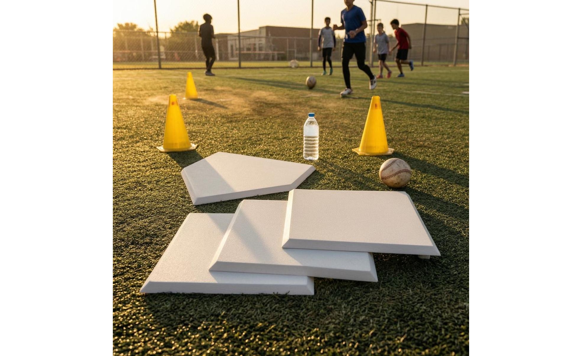 4 Pieces Baseball-Basisset abgeschrägte Kanten quadratische Basen weiß