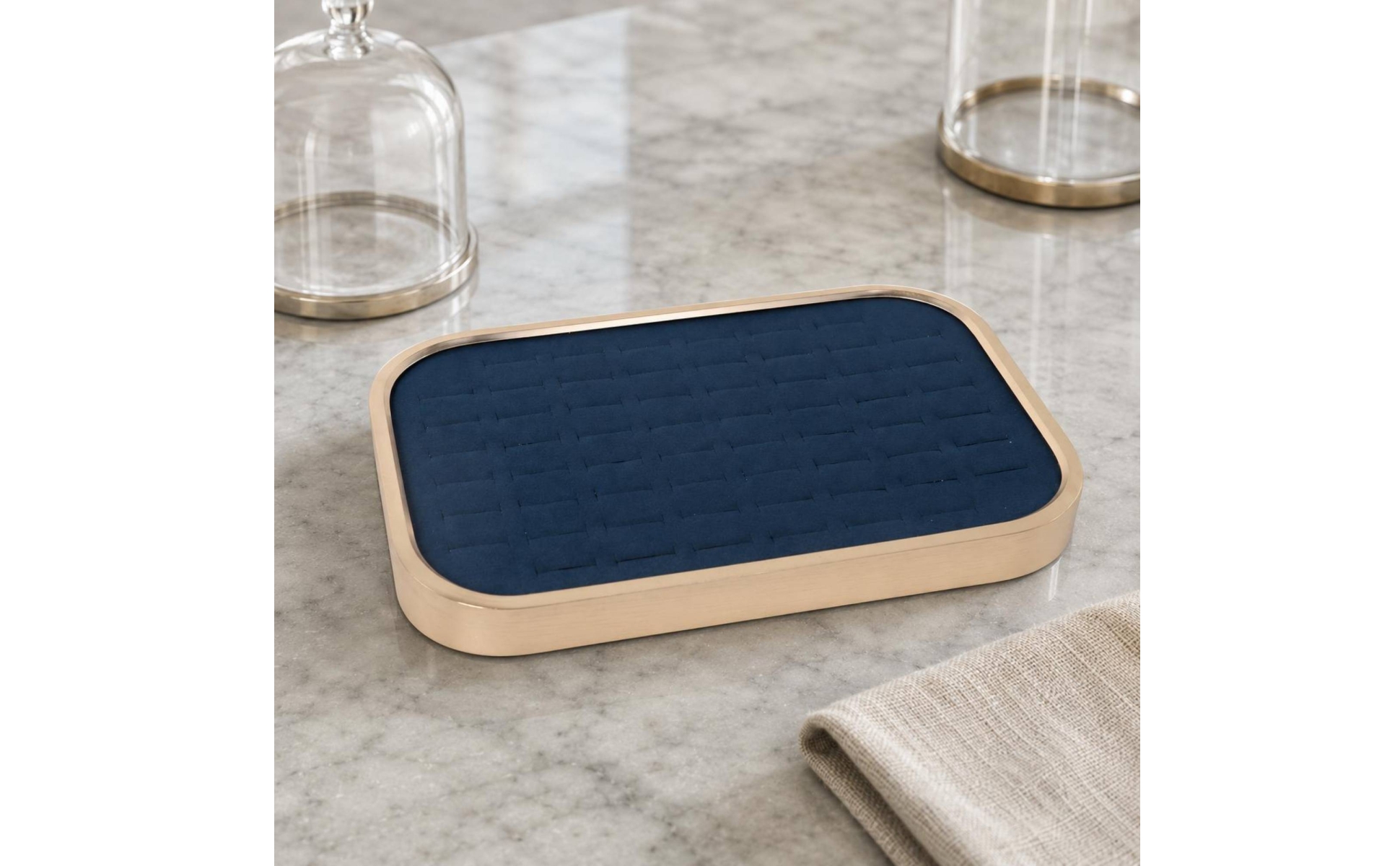 Rectangular Jewelry Tray Gold-Tone Microfiber-Lined Jewelry Tray Aluminum Alloy