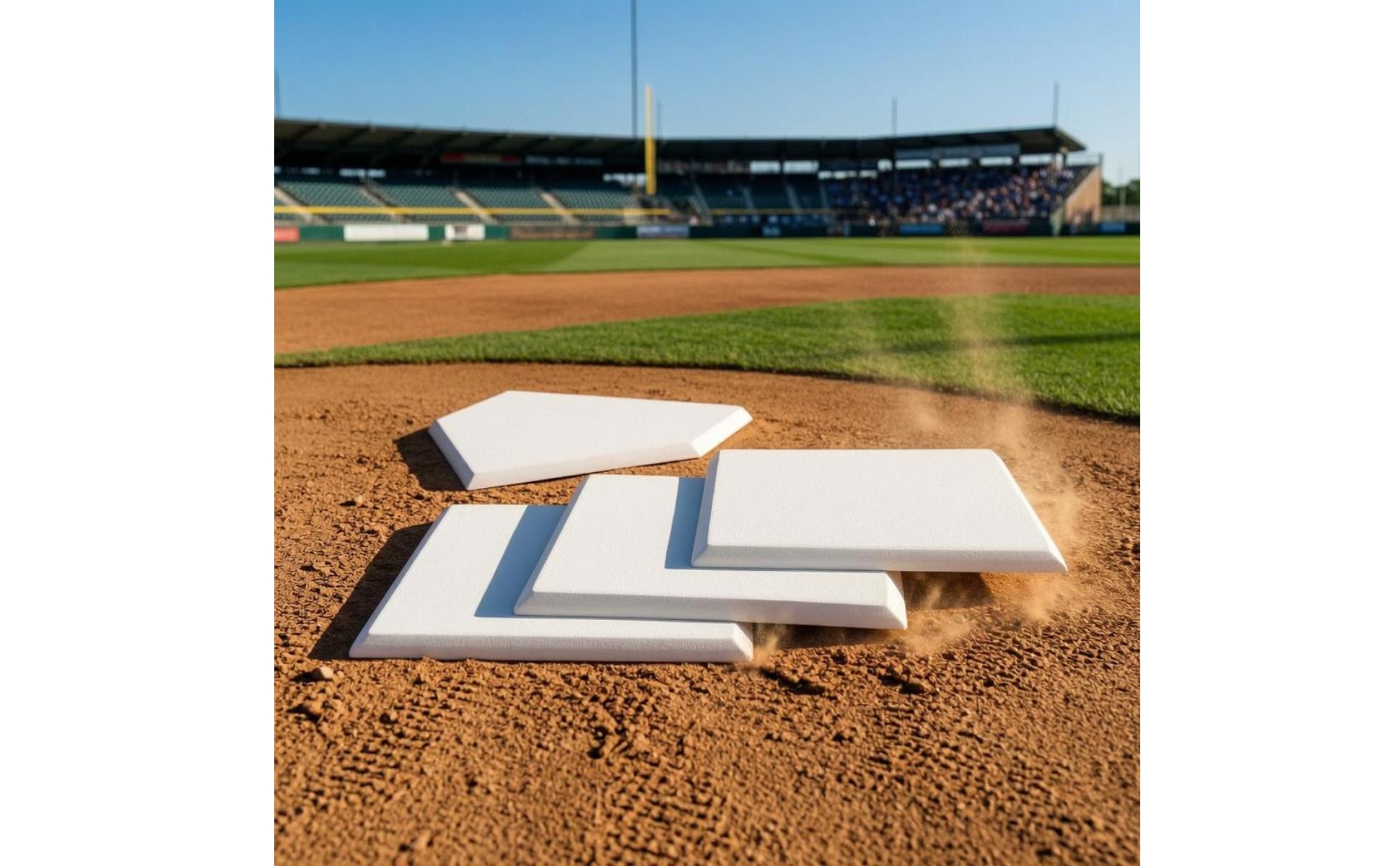 4 Pieces Baseball-Basisset abgeschrägte Kanten quadratische Basen weiß