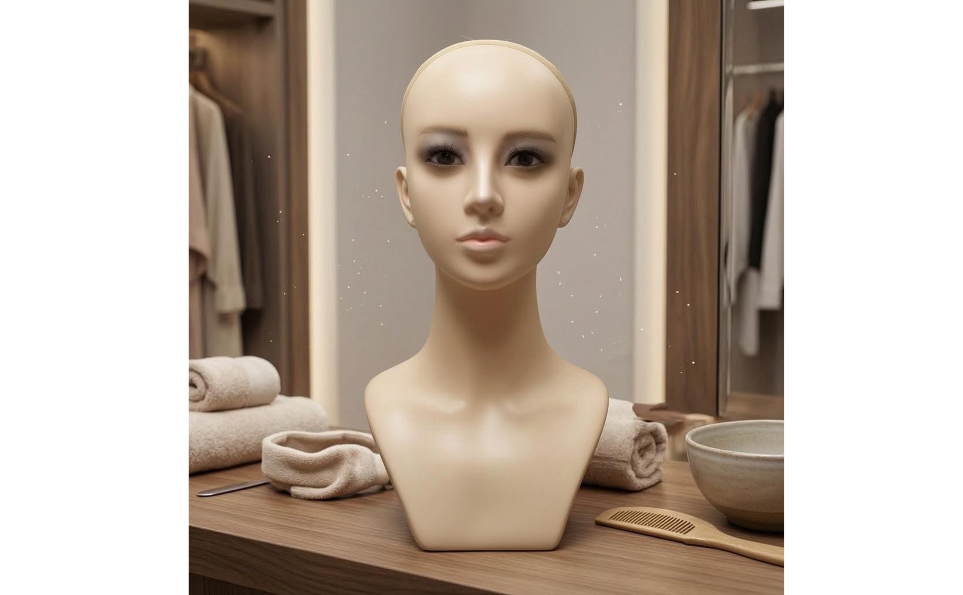 Female Mannequin Bust PVC Shell Hairpiece Display Head Foam Filled