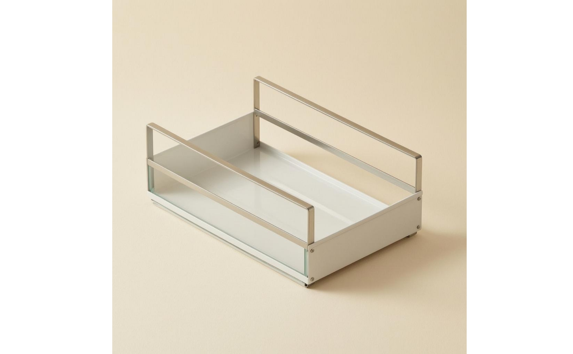 Panier de Rangement Ouvert Blanc et Gris Panier Coulissant de Cuisine