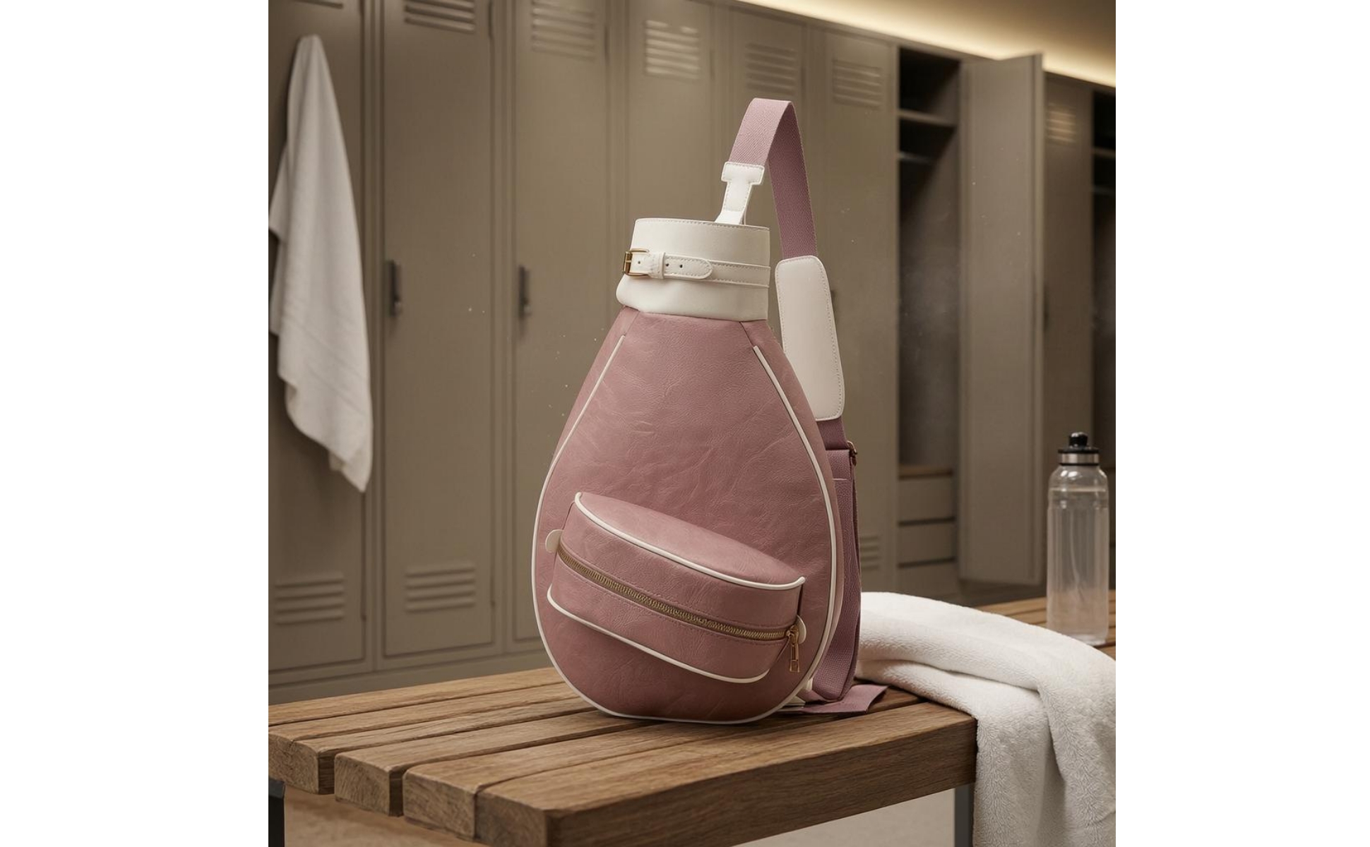 Tennis Racquet Bag Front Pocket Teardrop Athletic Bag Contrast Piping