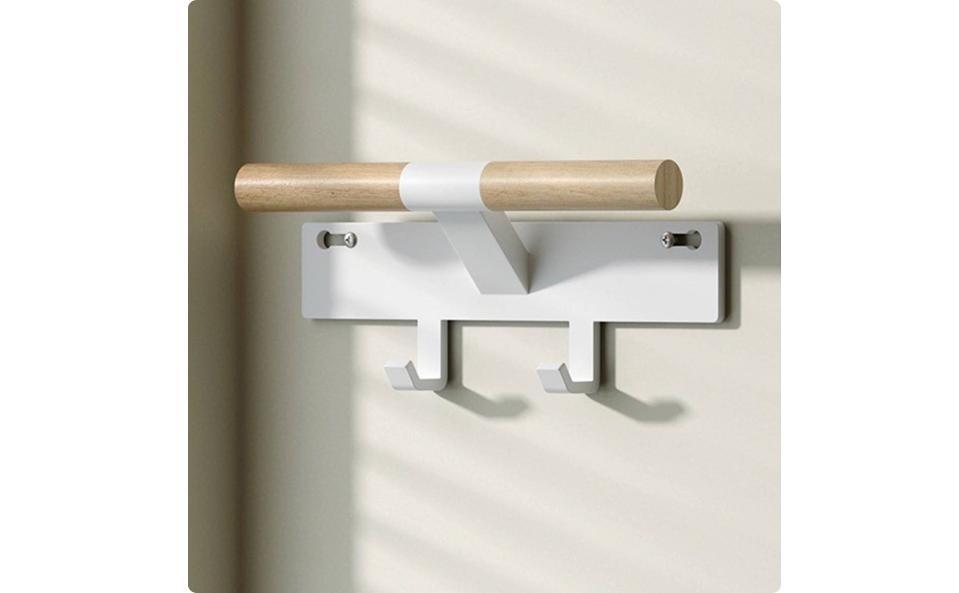 Wall-Mounted Coat Rack Shelf Minimalist Wood Top Bar Rack Smooth Finish