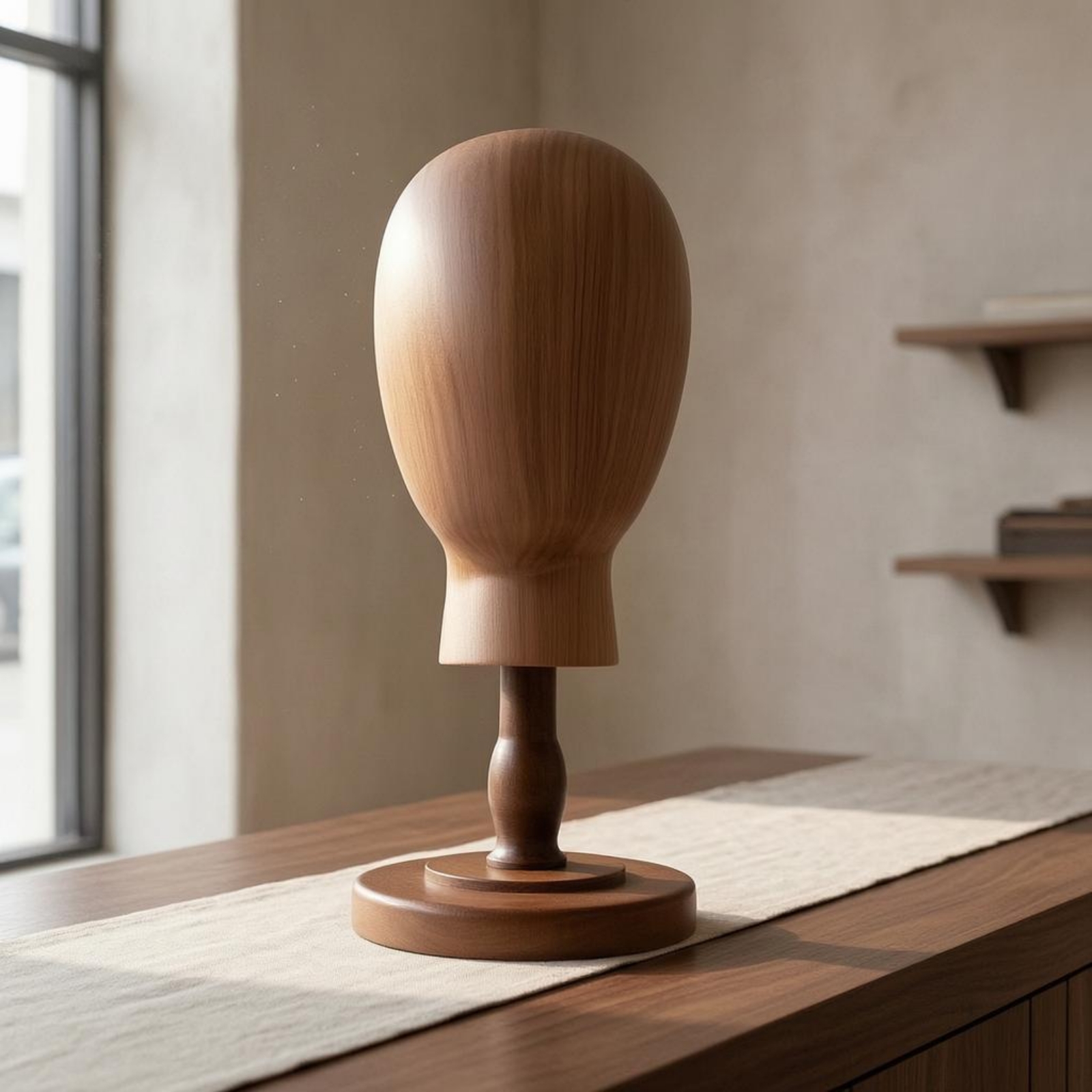 Hat and Hairpiece Display Stand Wood Grain Hat Mannequin Stand Detachable
