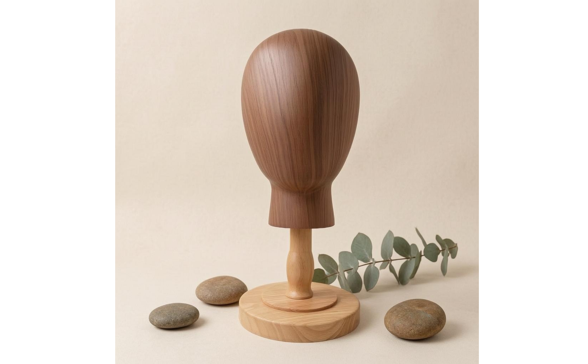 Hat and Hairpiece Display Stand Wood Grain Hat Mannequin Stand Detachable
