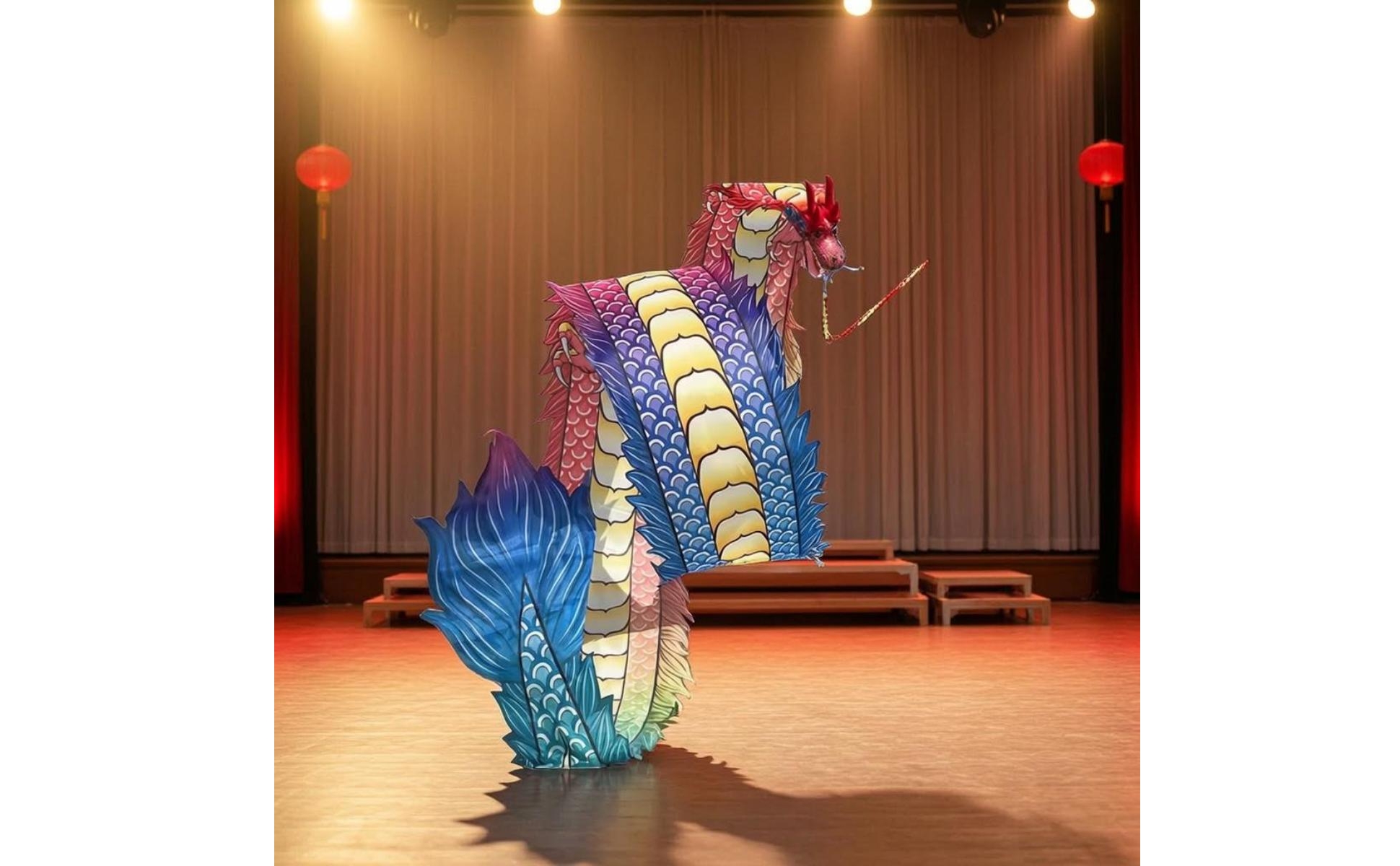 Dragon Dance Head Scale-Patterned Dragon Dance Costume Prop Steel-Frame