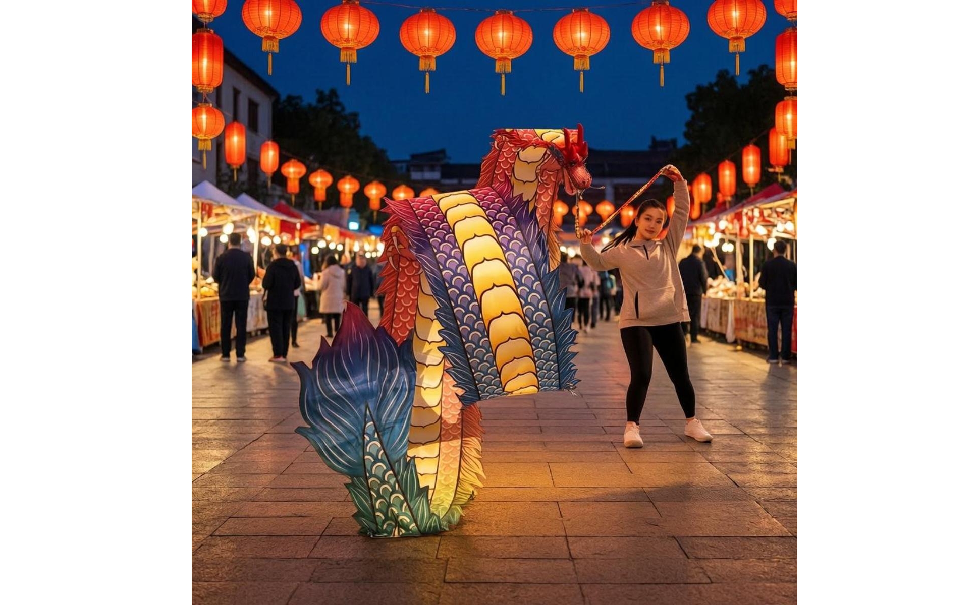 Dragon Dance Head Scale-Patterned Dragon Dance Costume Prop Steel-Frame