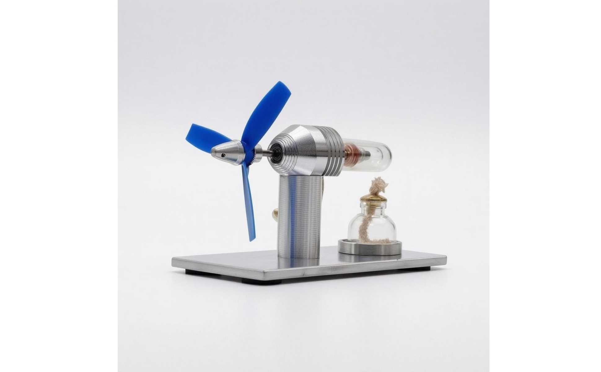 Heat Engine Engine Model Silver-Toned Finish Metal Heat Engine Engine Model Blue