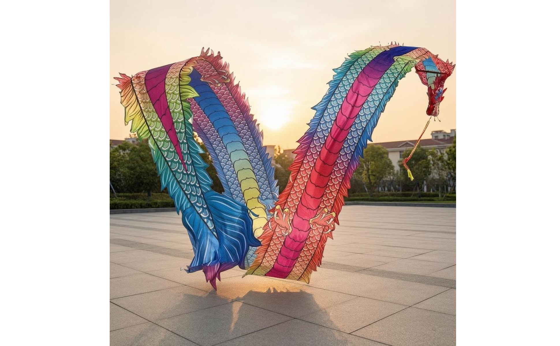 Dragon Dance Head Scale-Patterned Dragon Dance Costume Prop Steel-Frame