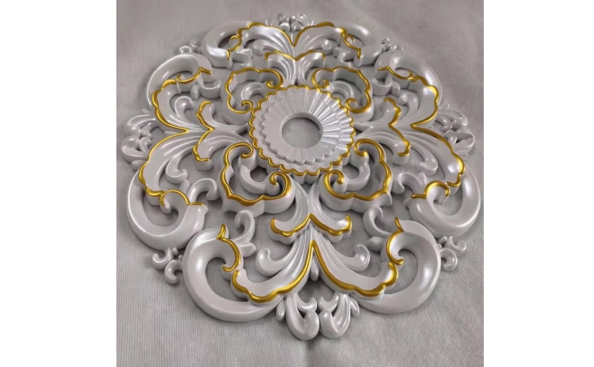 Round Ceiling Medallion Raised Relief Floral Scroll Medallion Ornate