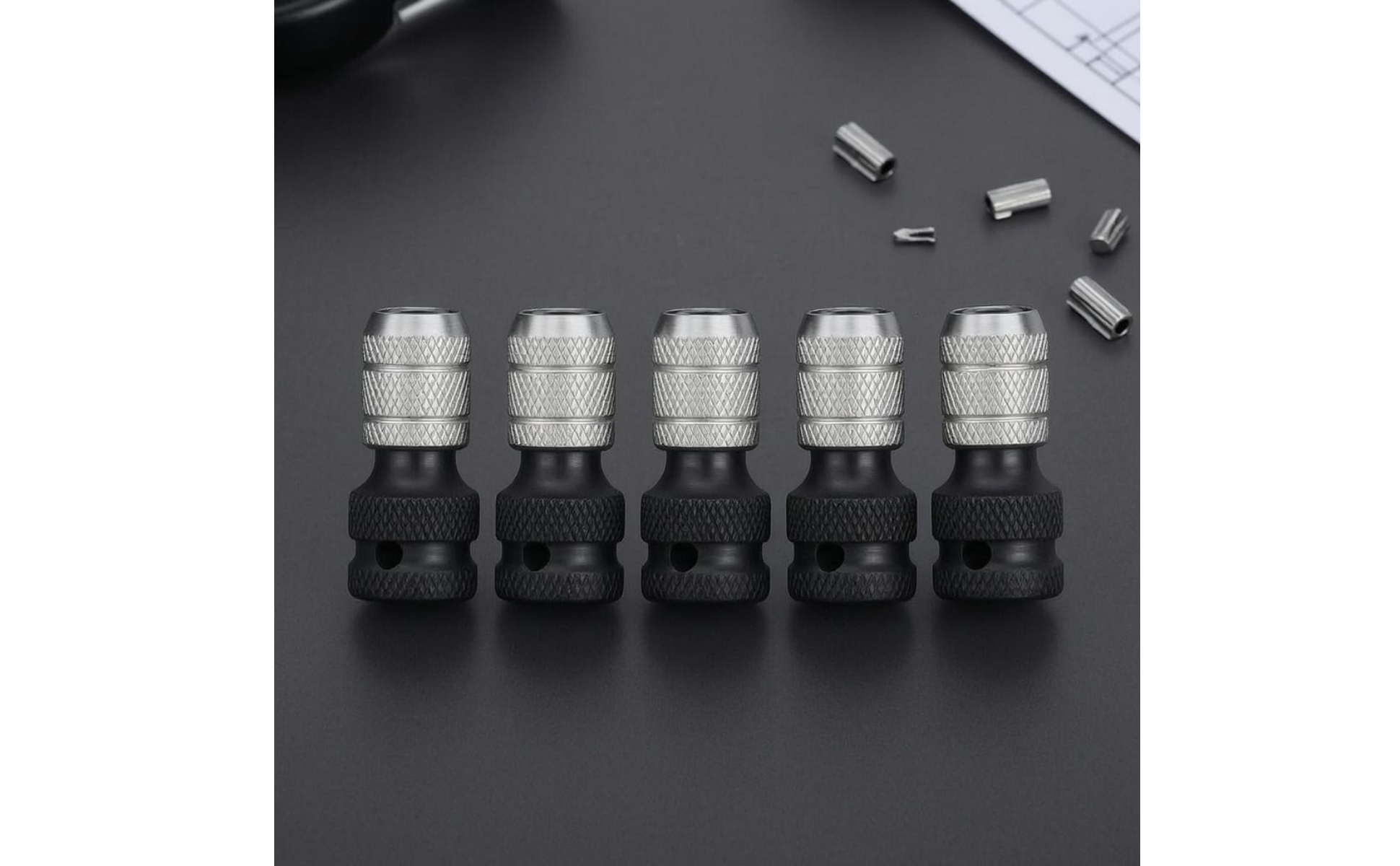 5 Pieces Chuck Adapter Head Knurled Telescopic Spring Sleeve Adapter Metal