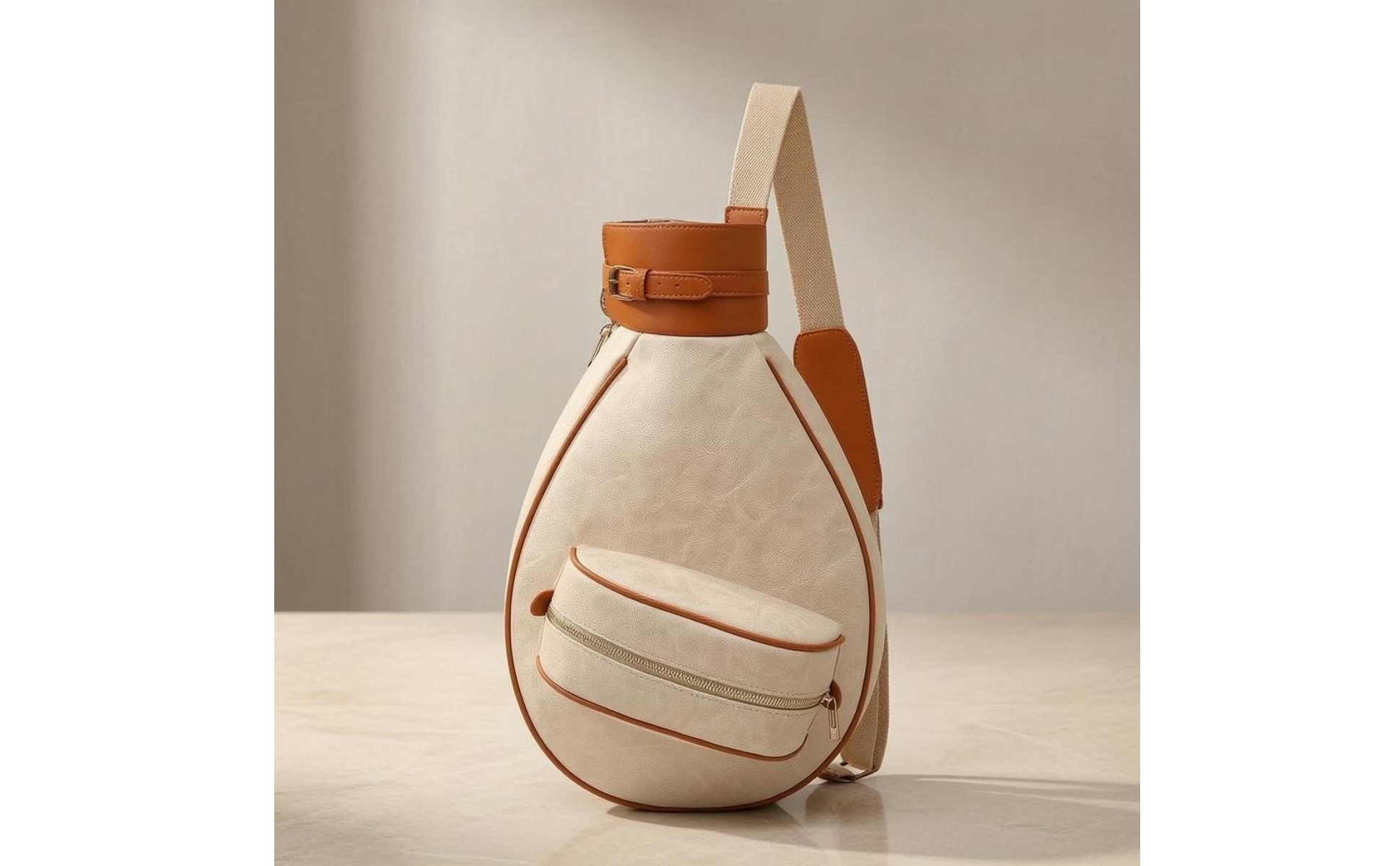 Tennis Racquet Bag Front Pocket Teardrop Athletic Bag Contrast Piping
