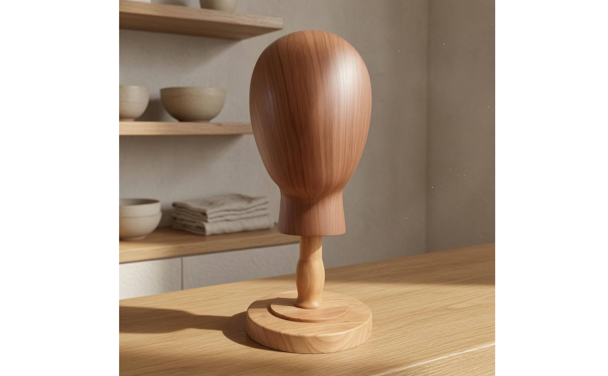 Hat and Hairpiece Display Stand Wood Grain Hat Mannequin Stand Detachable