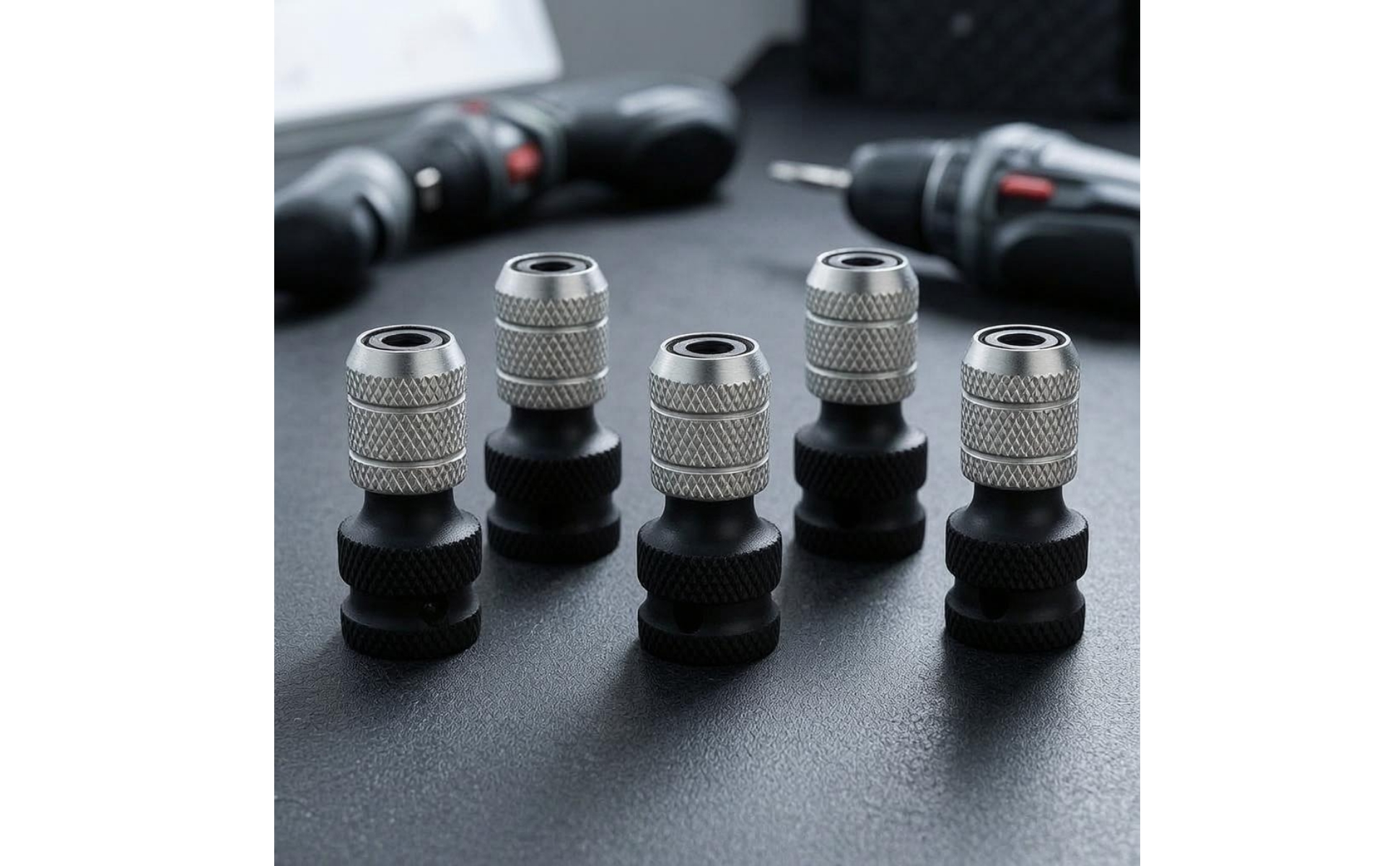 5 Pieces Chuck Adapter Head Knurled Telescopic Spring Sleeve Adapter Metal