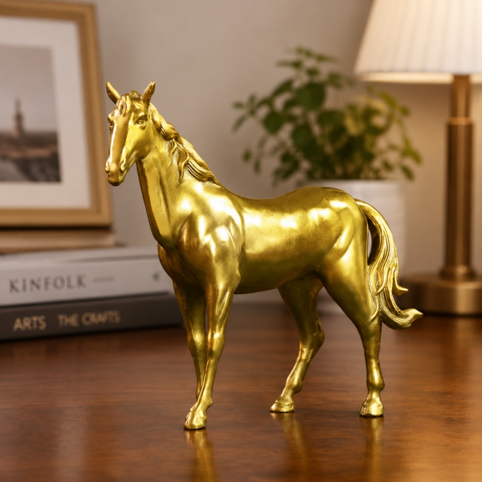 Brass Horse Figurine Long-Lasting Standing Horse Sculpture Fade Resistant detailed image 8