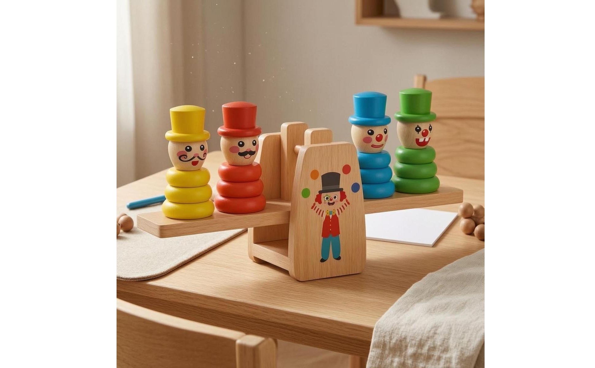 Wooden Balance Toy Comparison Freestanding Balance Scale Toy Math Learning