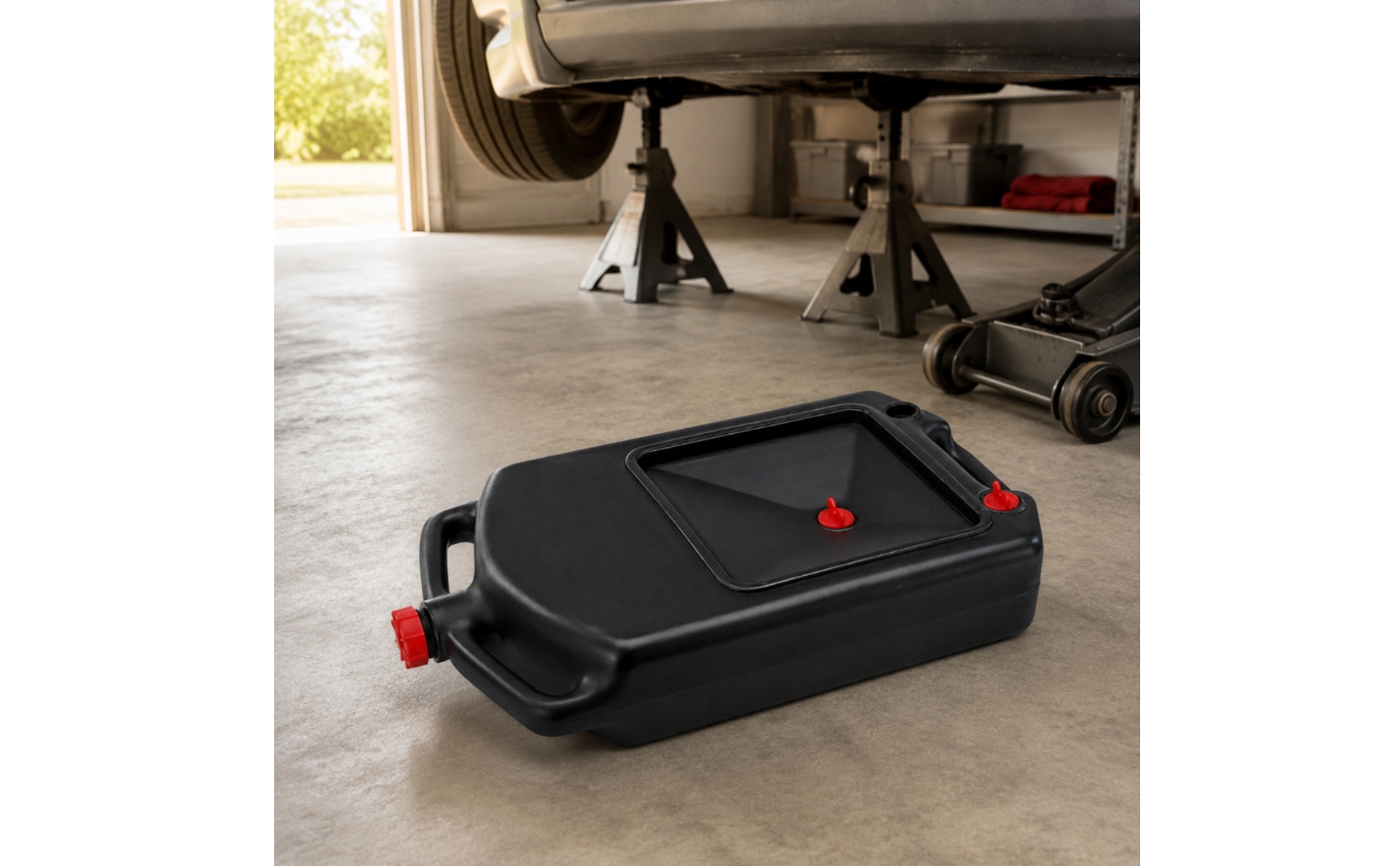 Oil Drain Pan Recessed Basin Low Profile Oil Drain Pan Side Handles