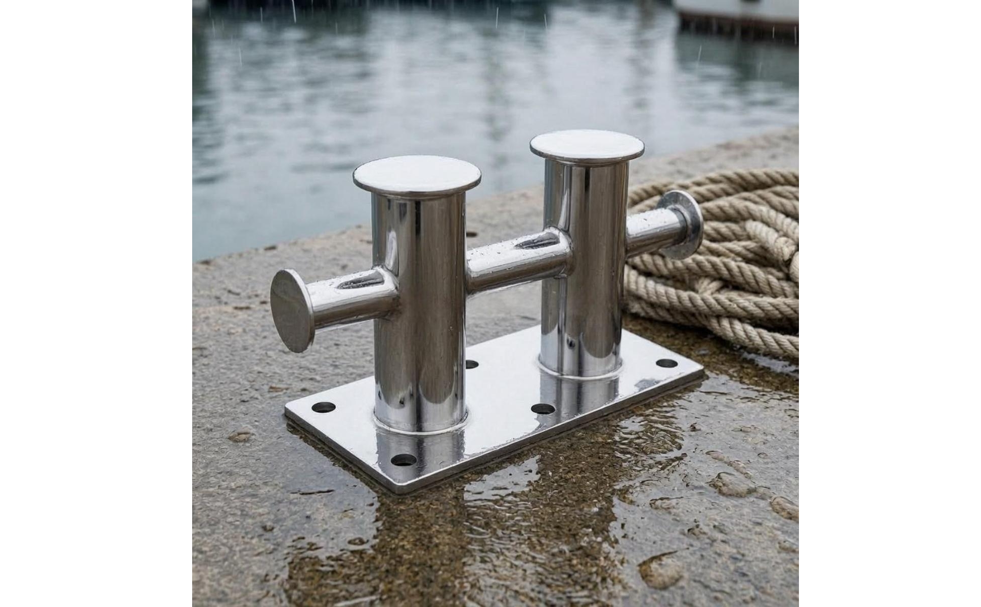 Double-Cross Bollard Rectangular Base Stainless Steel Bollard for Dock, Harbor