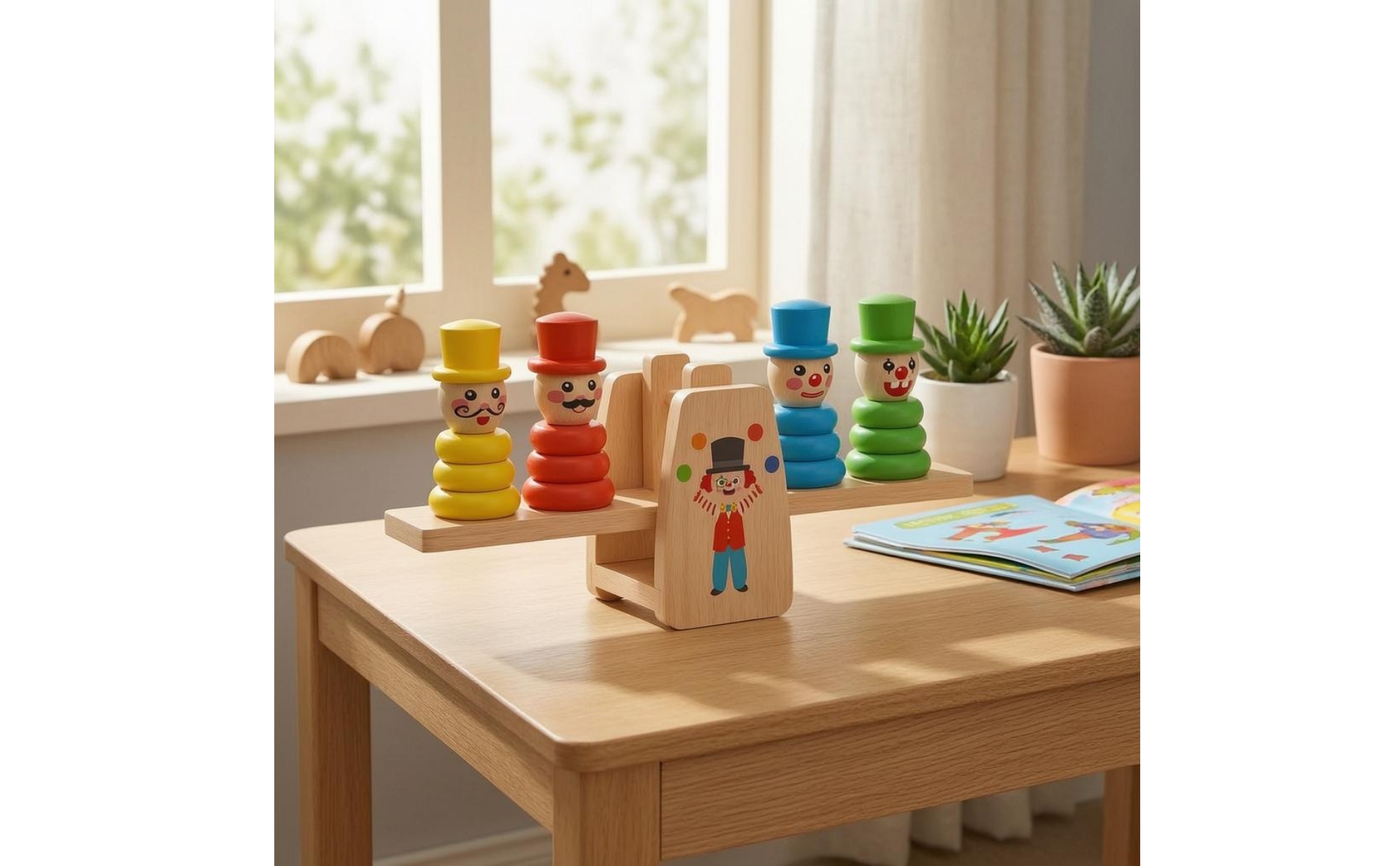 Wooden Balance Toy Comparison Freestanding Balance Scale Toy Math Learning