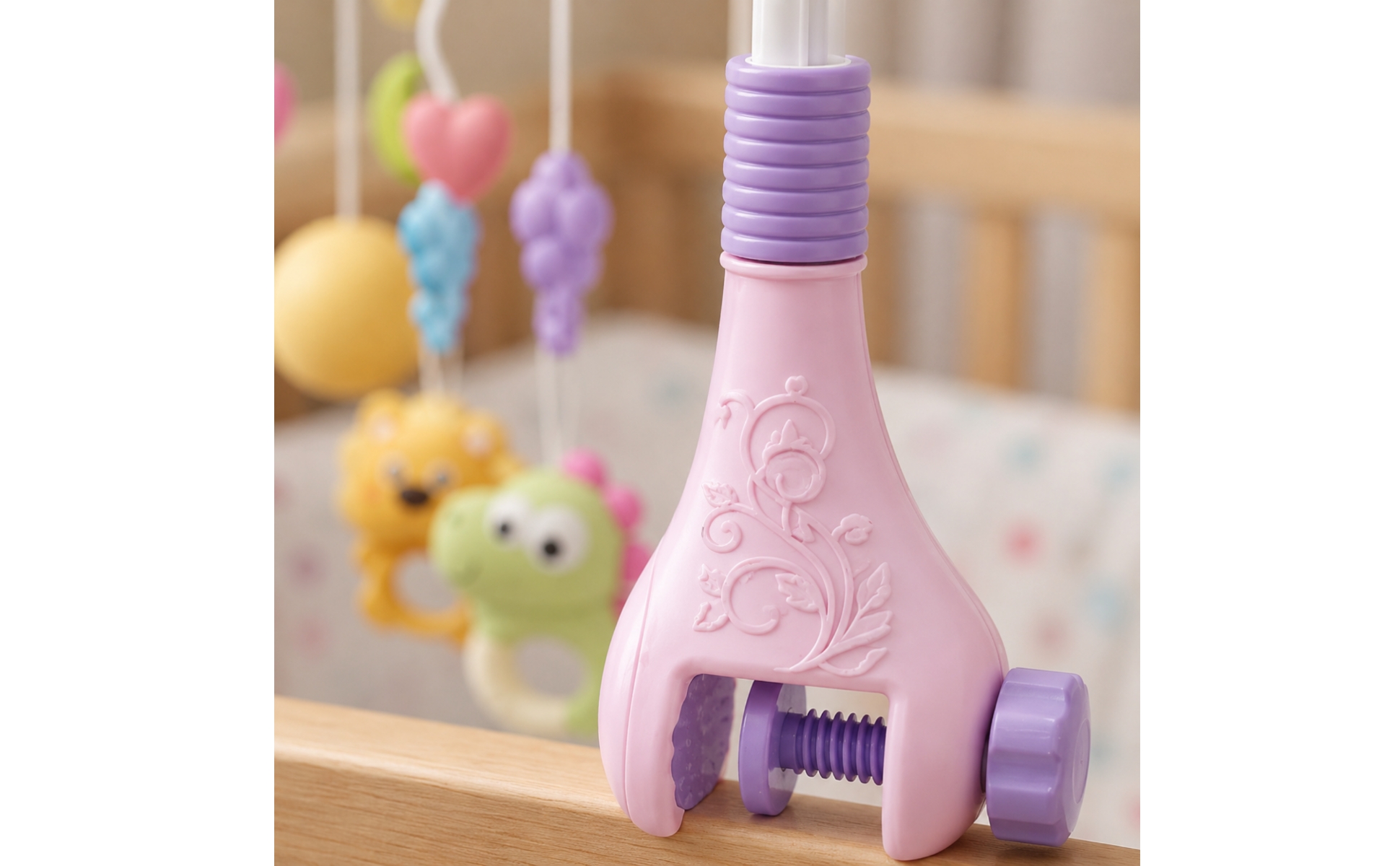 Musical Crib Mobile Clamp Mount Music Crib Mobile Curved Stand for Newborns