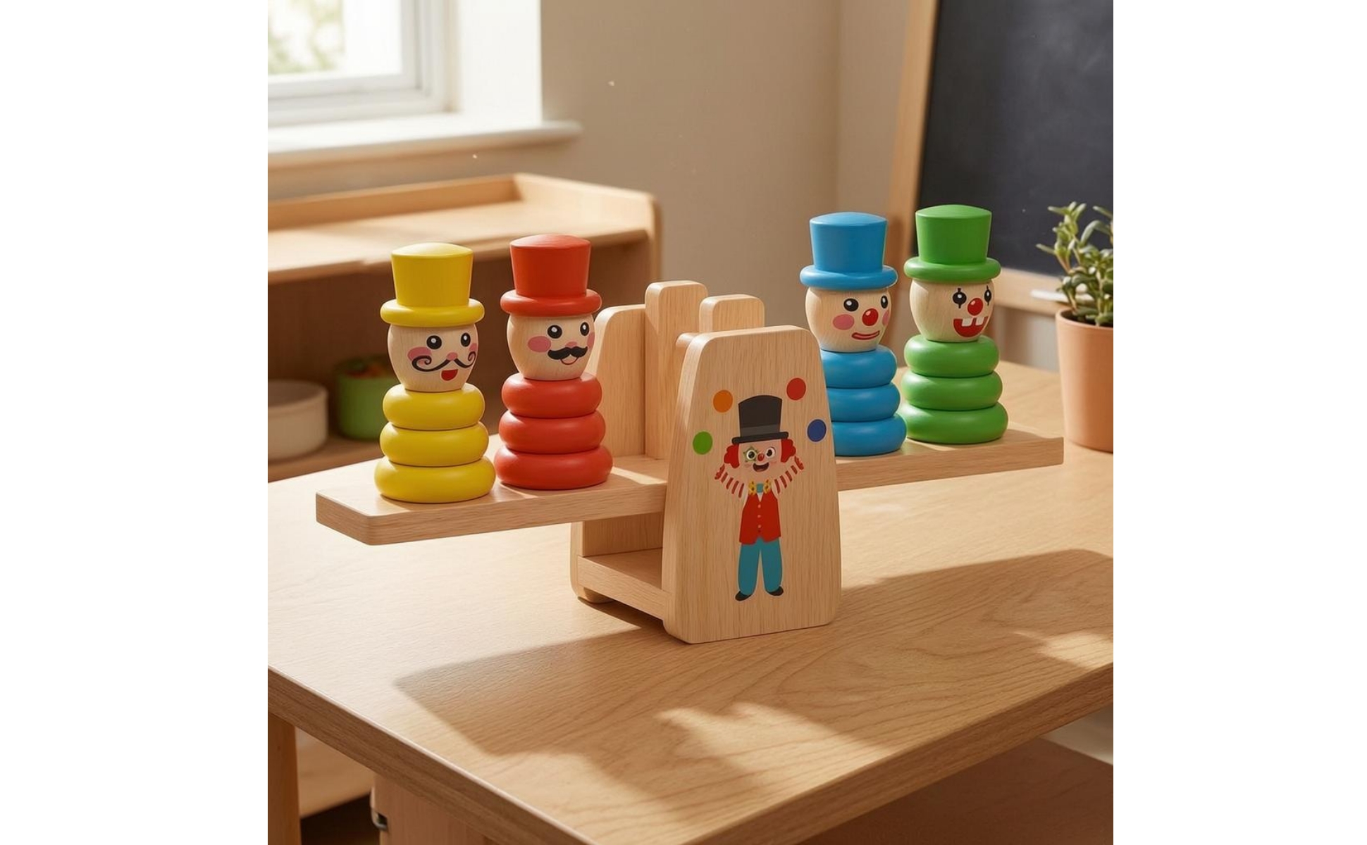 Wooden Balance Toy Comparison Freestanding Balance Scale Toy Math Learning