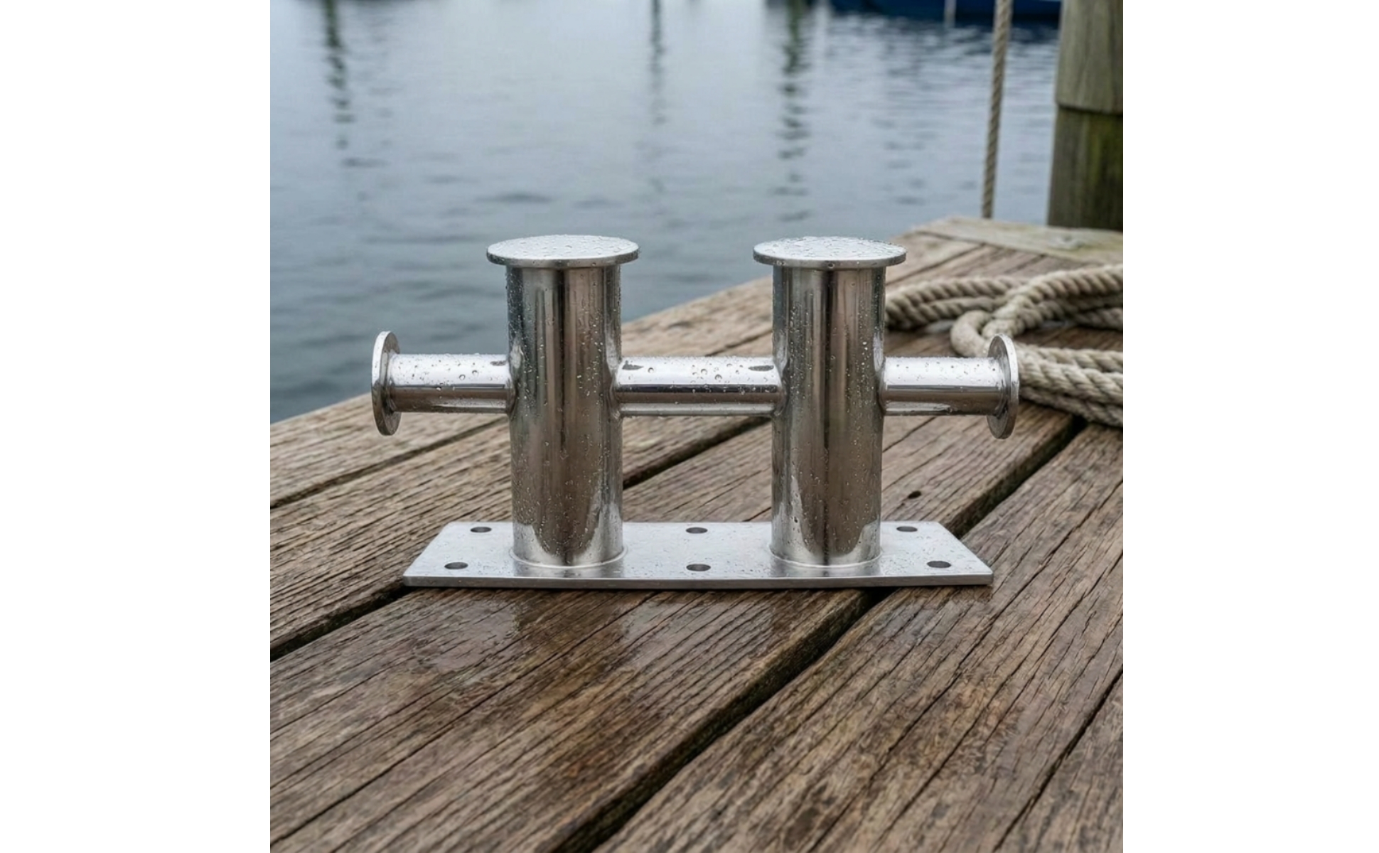 Double-Cross Bollard Rectangular Base Stainless Steel Bollard for Dock, Harbor