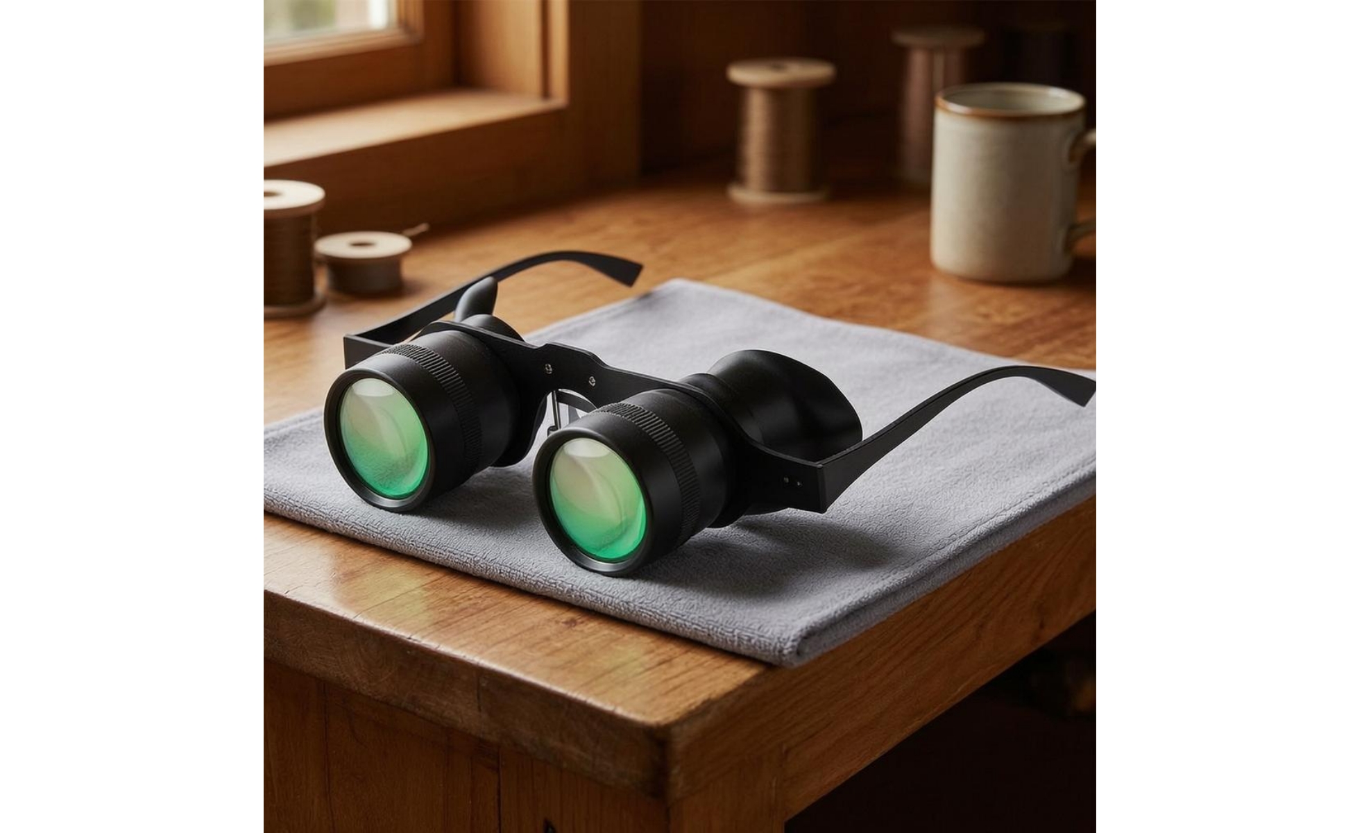 Fishing Telescope 10x Magnification Eyeglass Telescope Green-Tinted Lenses