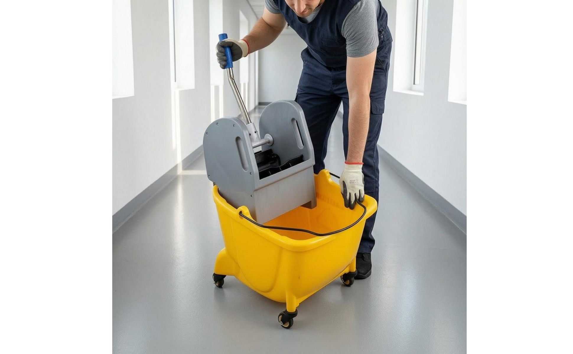 Wringer Trolley Wheeled Mop Container Wringer Cart 4-Caster for Rinsing